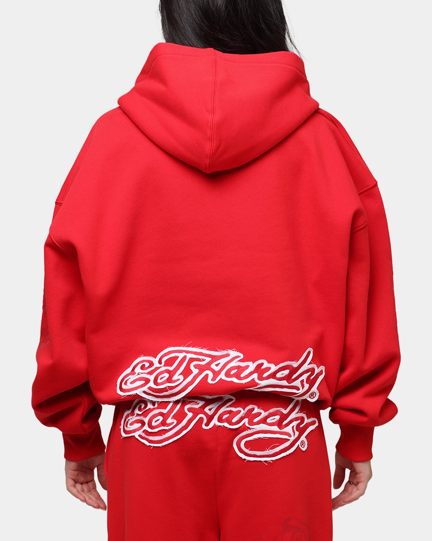 Ed Hardy Women's Rose Zip Hoodie Red Ventilated Back Panel