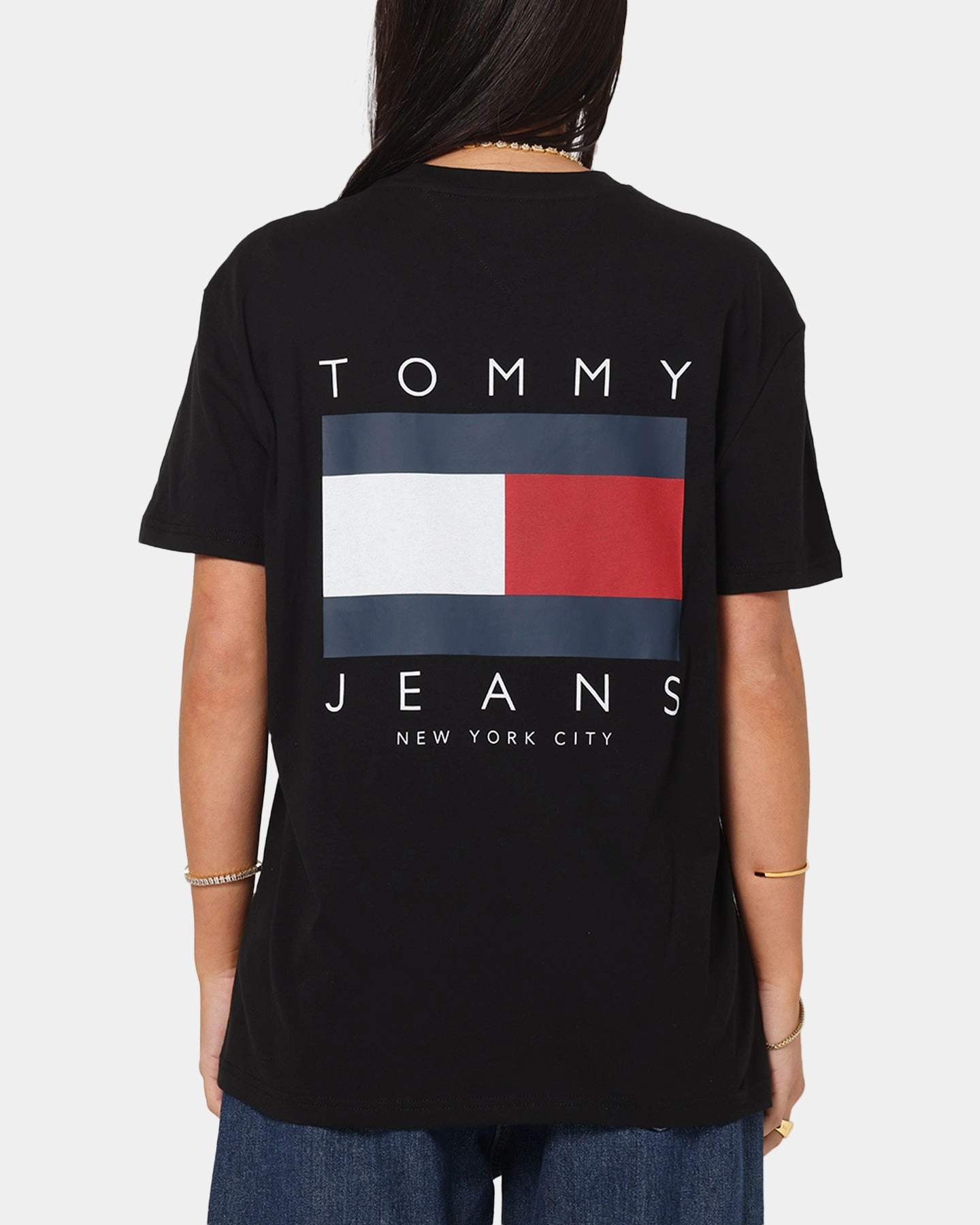Tommy Jeans Regular Flag Graphic T-Shirt Black CrossGrain Fabric Friction Reducing Finish