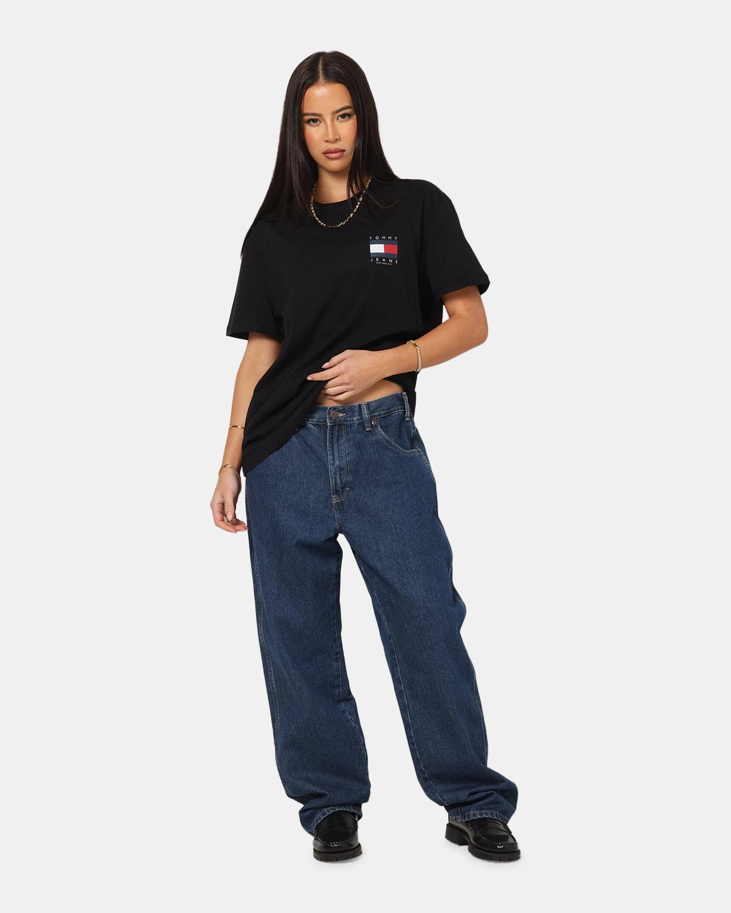 Tommy Jeans Regular Flag Graphic T-Shirt Black WrinkleResistantTextile