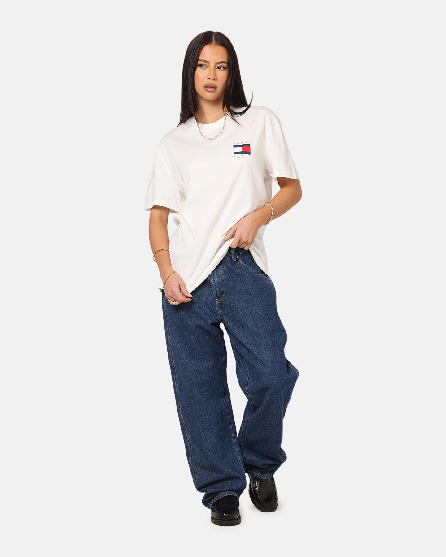 RubberizedGrip Tommy Jeans Regular Flag Graphic T-Shirt Ecru