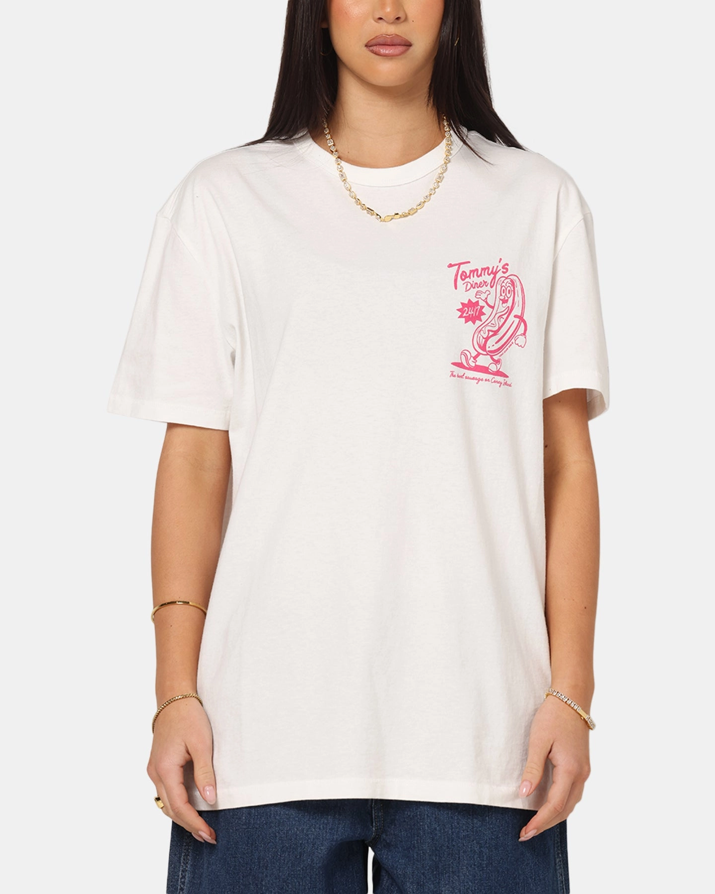 FlexibleMobility Bonded Seam Construction Tommy Jeans Regular Novelty Fair T-Shirt Ecru