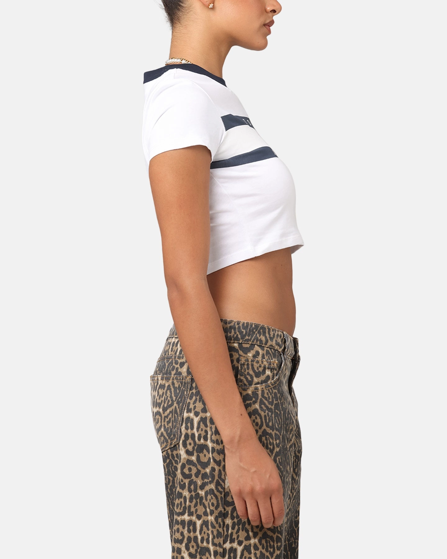 Reverseble Design Wrinkle Free Texture Tommy Jeans Women's TJW Slim Cropped Block T-Shirt White