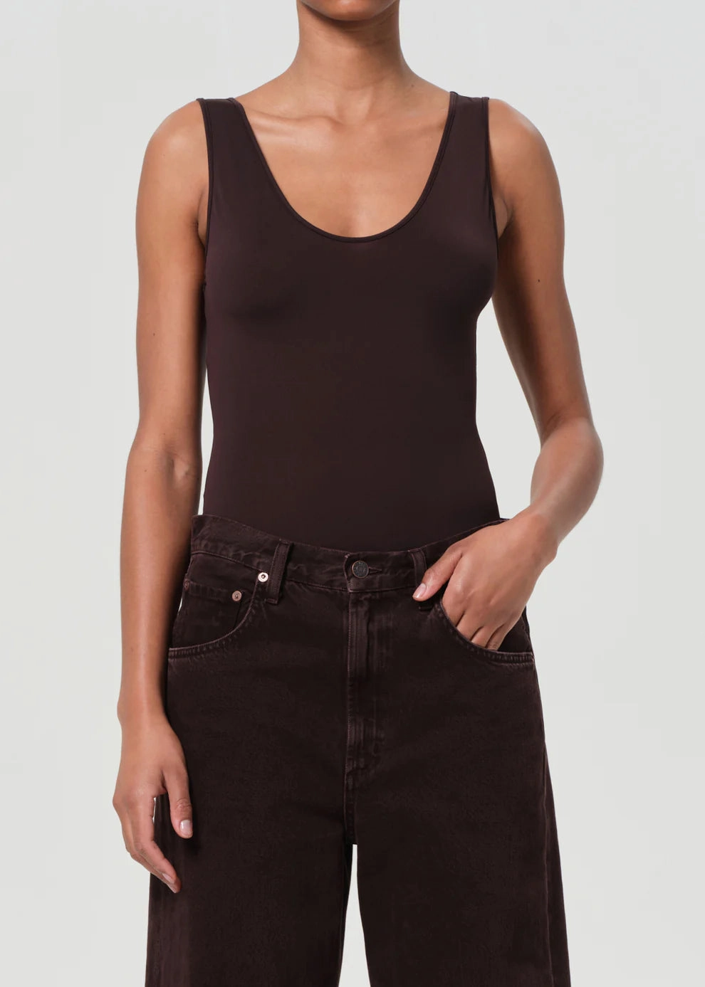 Tora Bodysuit in Chocolate Friction Resistant Edges