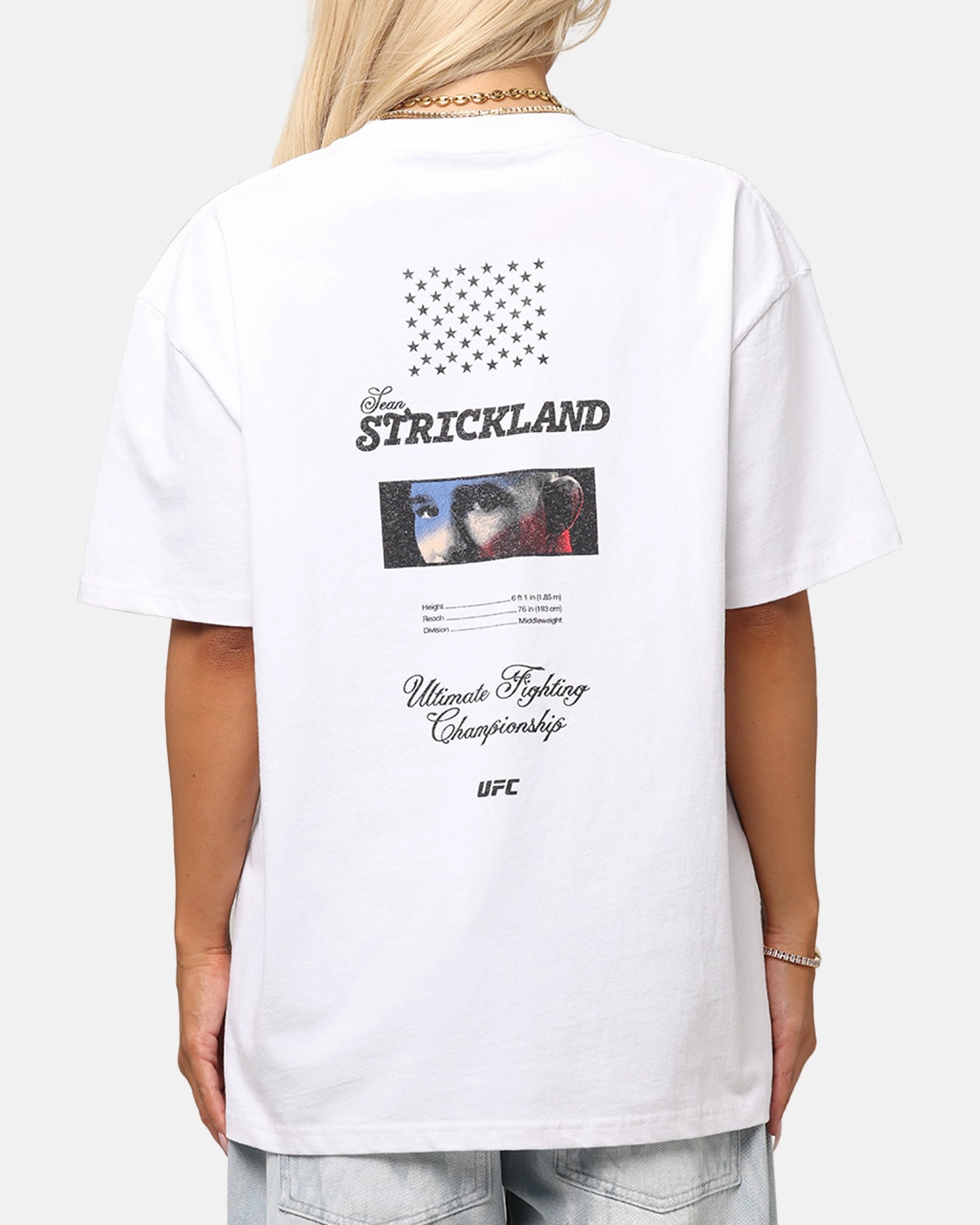 UFC By Culture Kings Sean Strickland Heavy T-Shirt White Anti Pilling Finish