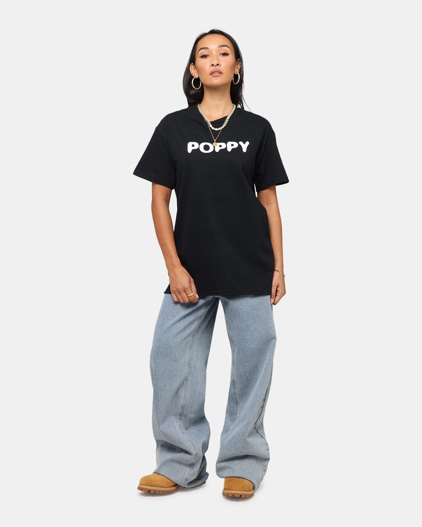 Poppy Negative Spaces T-Shirt Black Reinforced Shoulder Panels