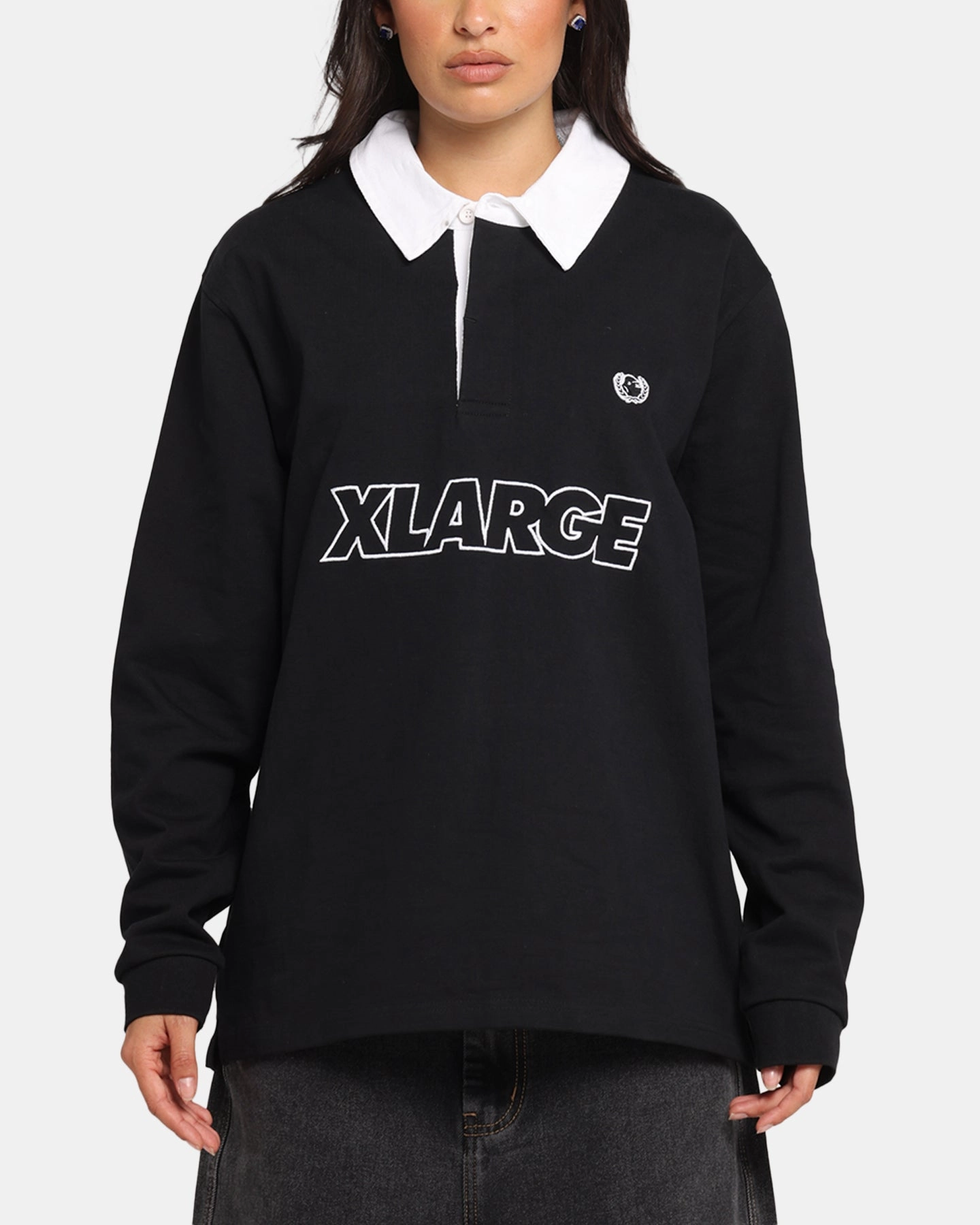 Long Sleeve Shirt StaticResistant Material X-Large XL Wreath Rugby Jersey Black