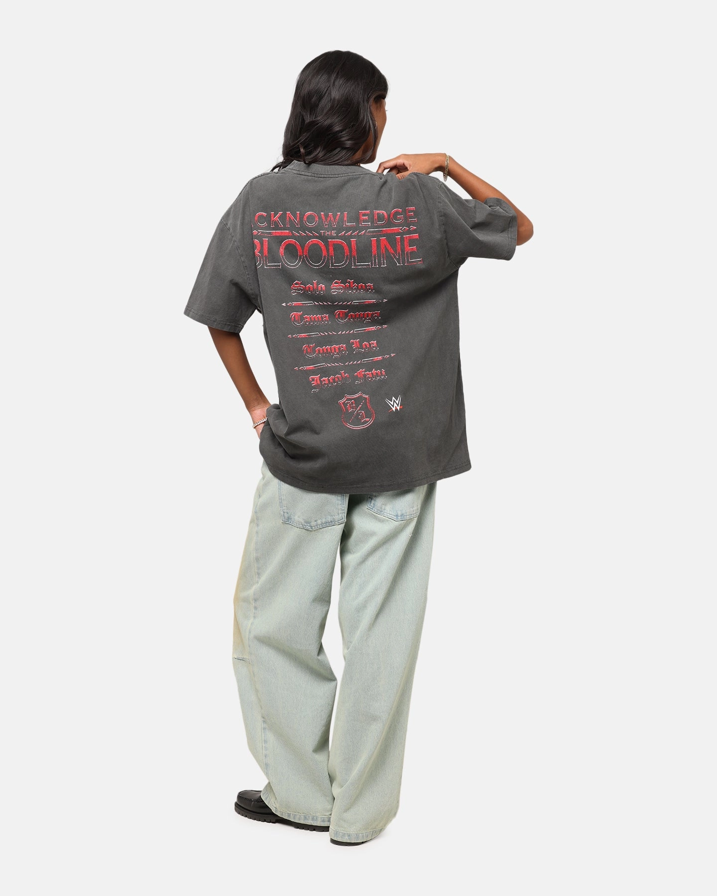 Classic Crewneck Design Culture Kings X WWE The Bloodline Heavy T-Shirt Black Wash