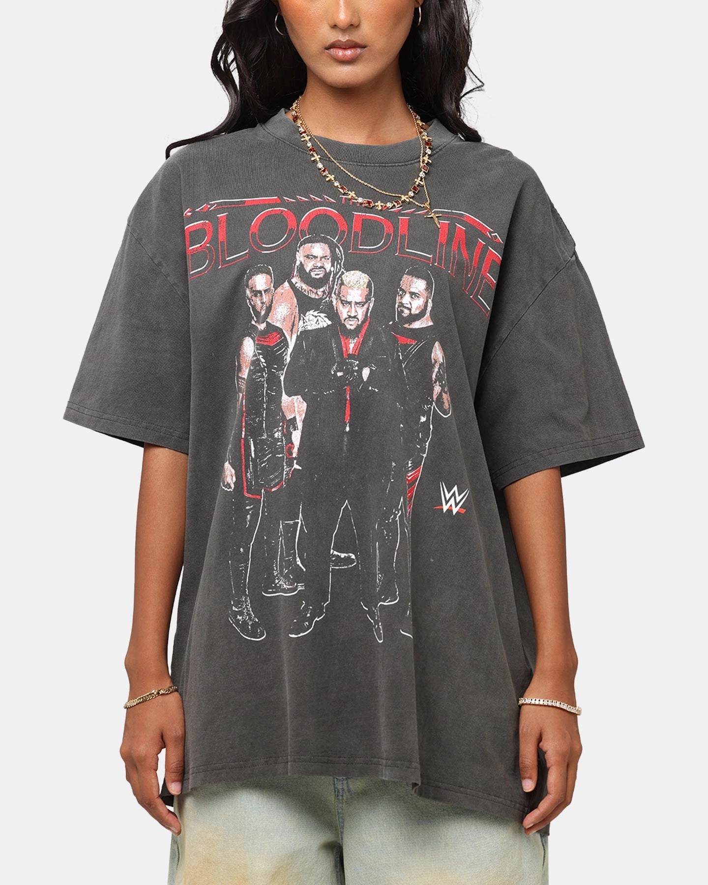 Culture Kings X WWE The Bloodline Heavy T-Shirt Black Wash VentilatedBackPanel Reflective Accent Stripes