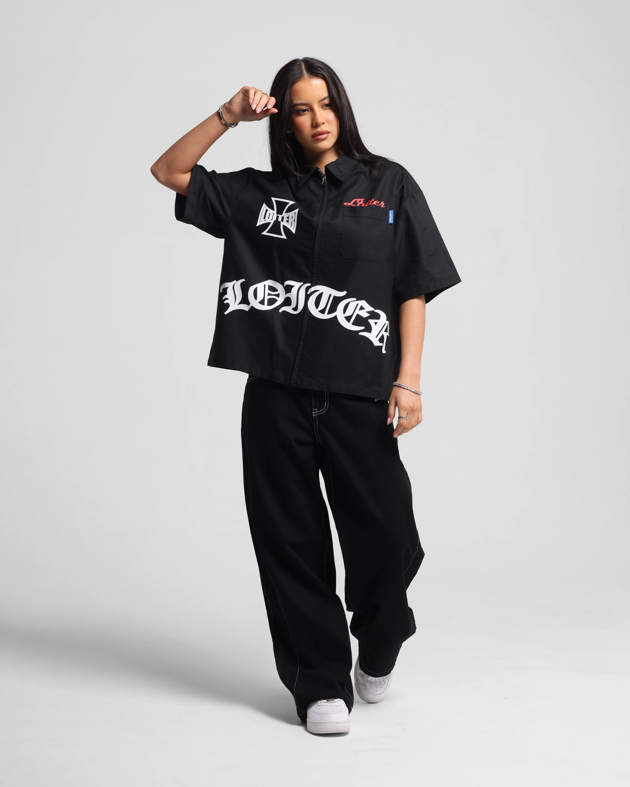 Durable Interlock Stitch Loiter Chopper Work Shirt Black