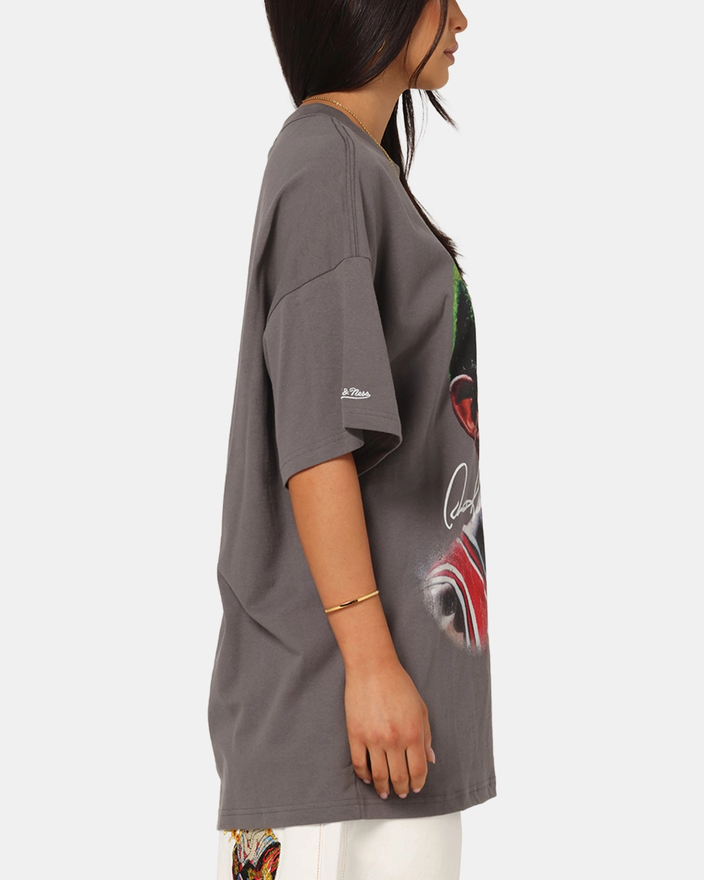 LightweightConstruction NonChafing Fabric Mitchell & Ness Chicago Bulls Dennis Rodman Big Head T-Shirt Charcoal Grey