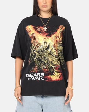 73 Studio X Gears Of War '06 Gears Of Wear Vintage T-Shirt Black Acidwash Glow In The Dark Accent Trim