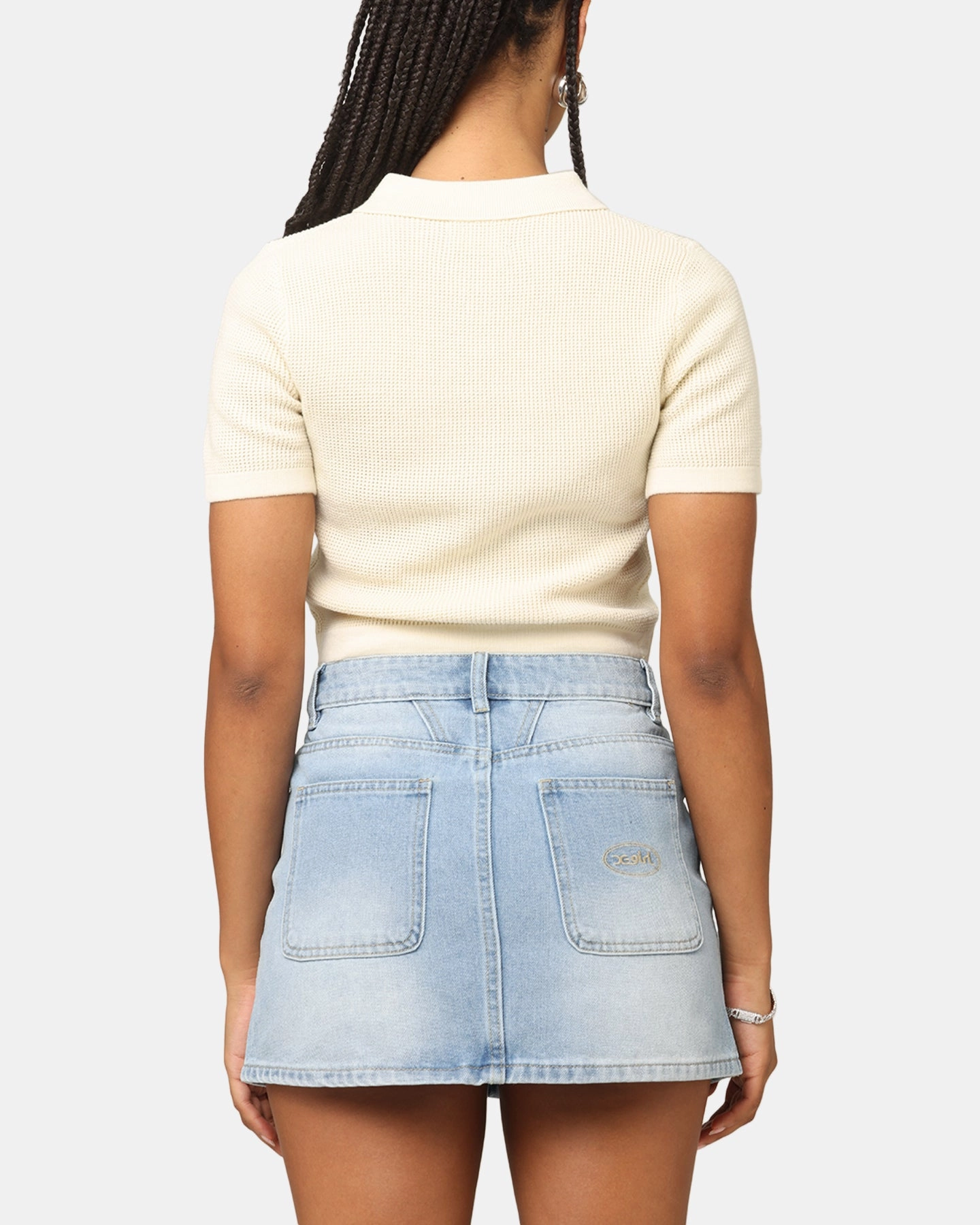 XXIII Women's Cropped Zyair Button Up Shirt Cream QuickDry Performance CroppedLength