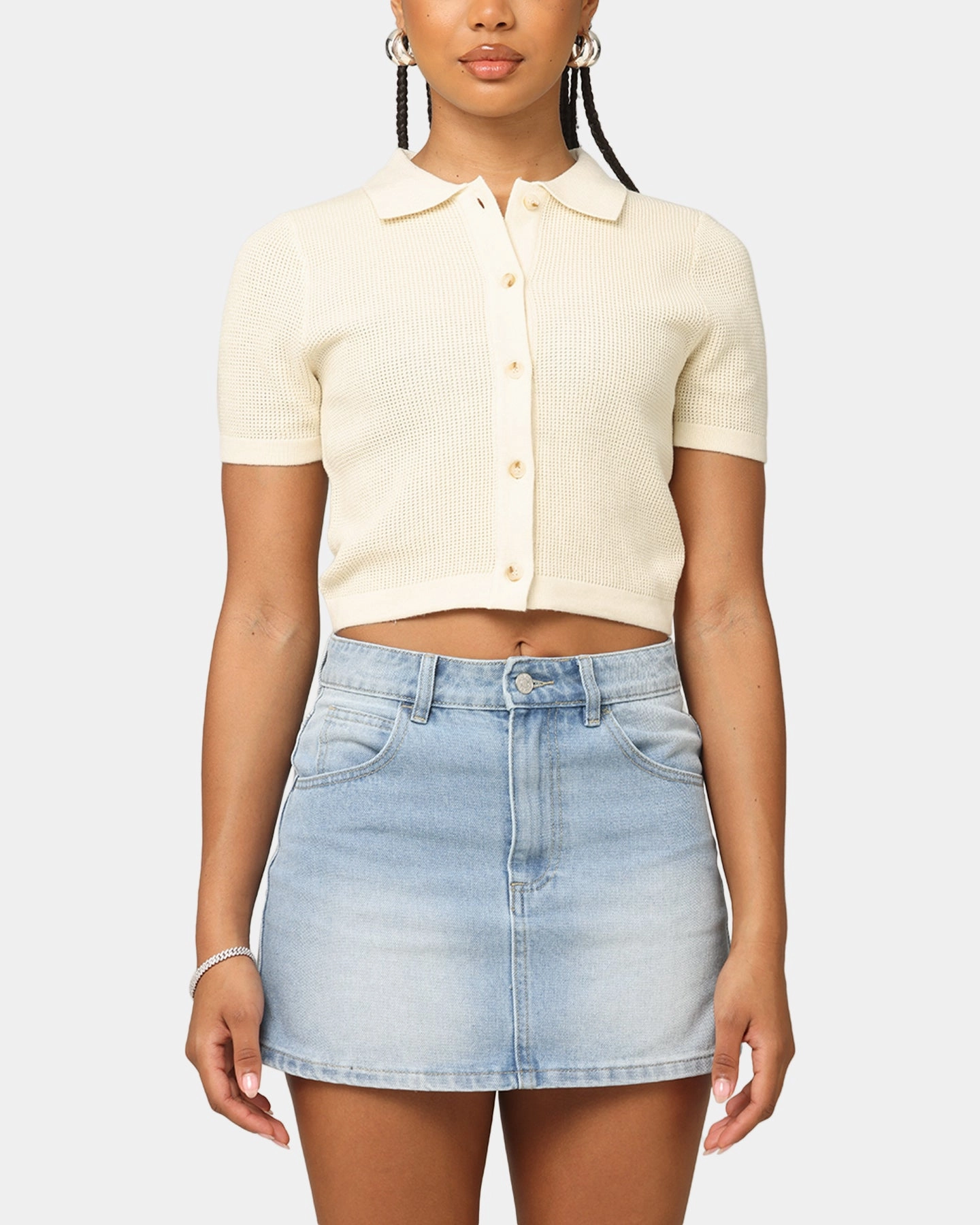 ZonalVentilation XXIII Women's Cropped Zyair Button Up Shirt Cream