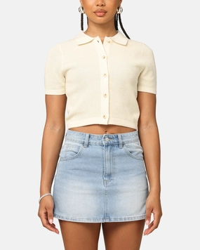 ZonalVentilation XXIII Women's Cropped Zyair Button Up Shirt Cream