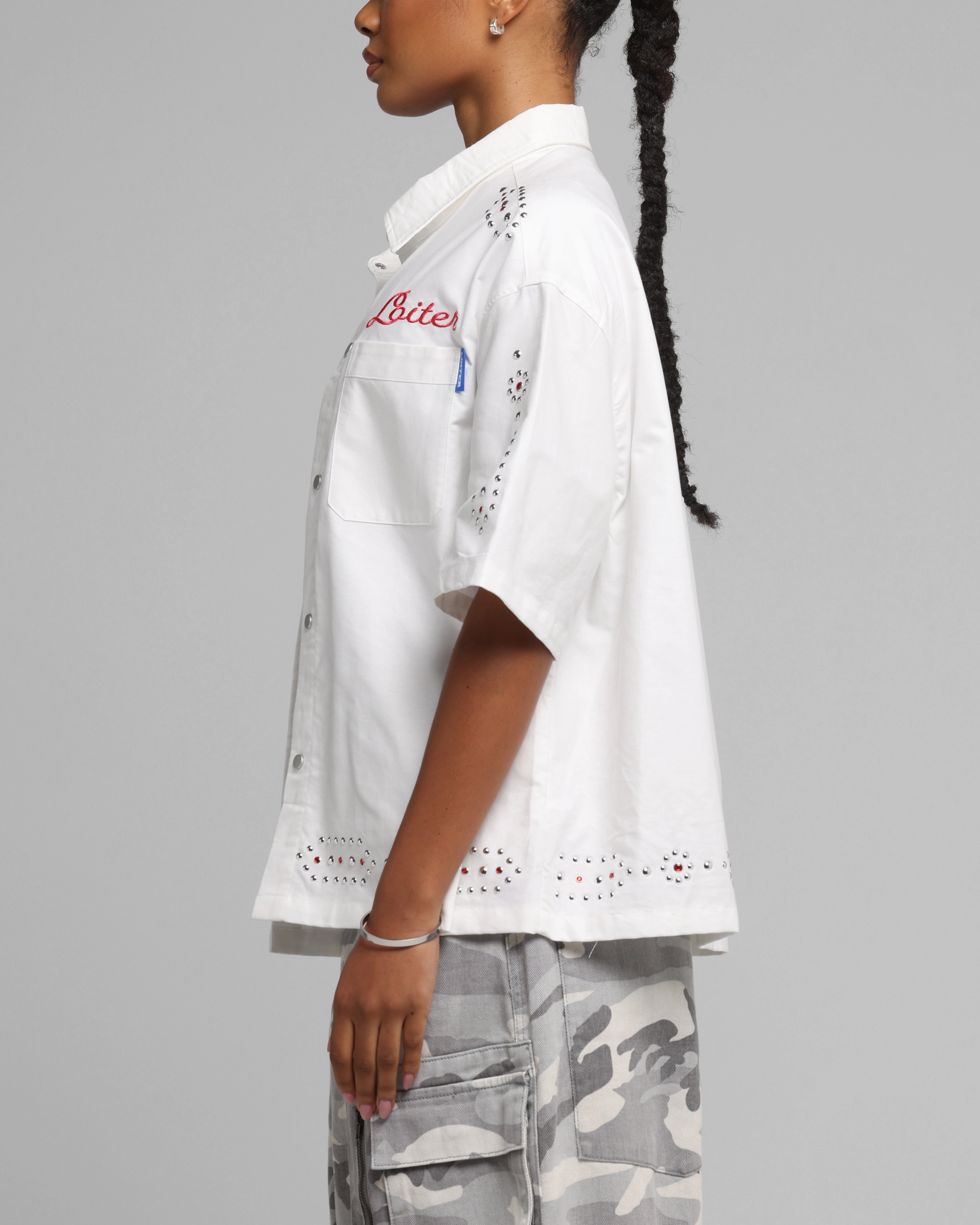 Loiter Western Button Up Shirt Cream ErgonomicSleeves