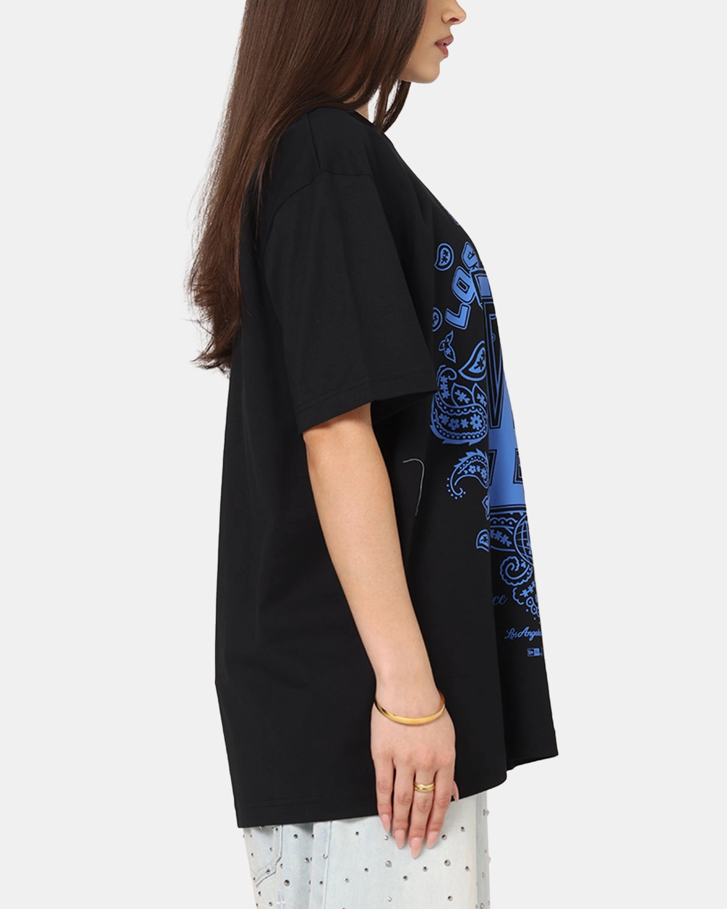 Moisture Control Lining NonChafe Tag Placement New Era Los Angeles Dodgers Paisley Oversized T-Shirt Black