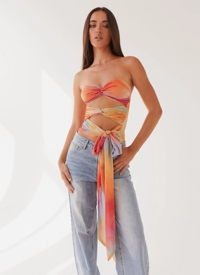 WrinkleFree Fabric Sunlight Cascade Top - Rainbow Radiance