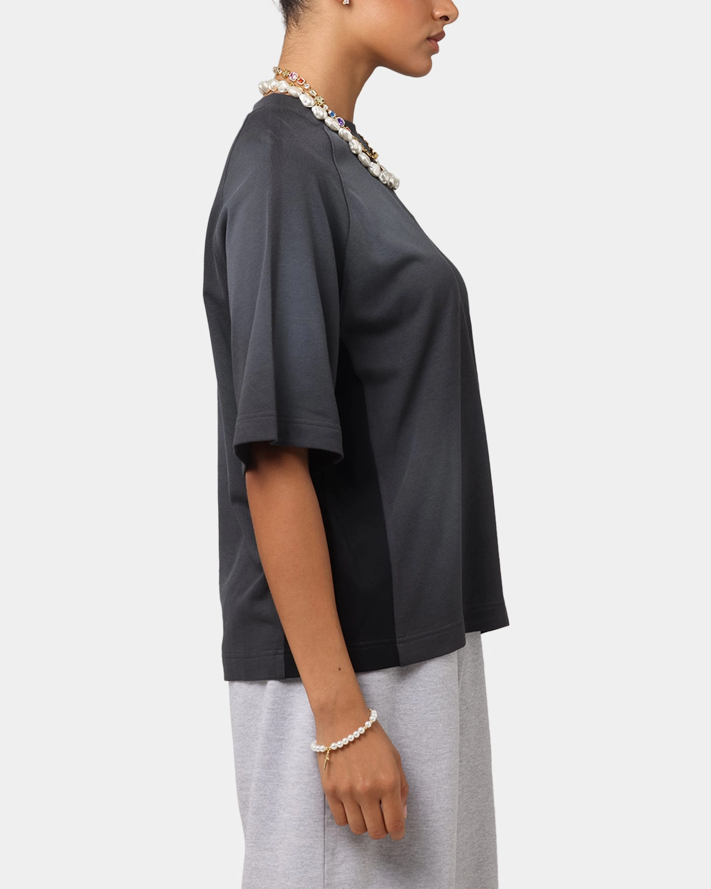 Non Chafe Armholes Ribbed collar Loiter Daytona Panel T-Shirt Washed Black