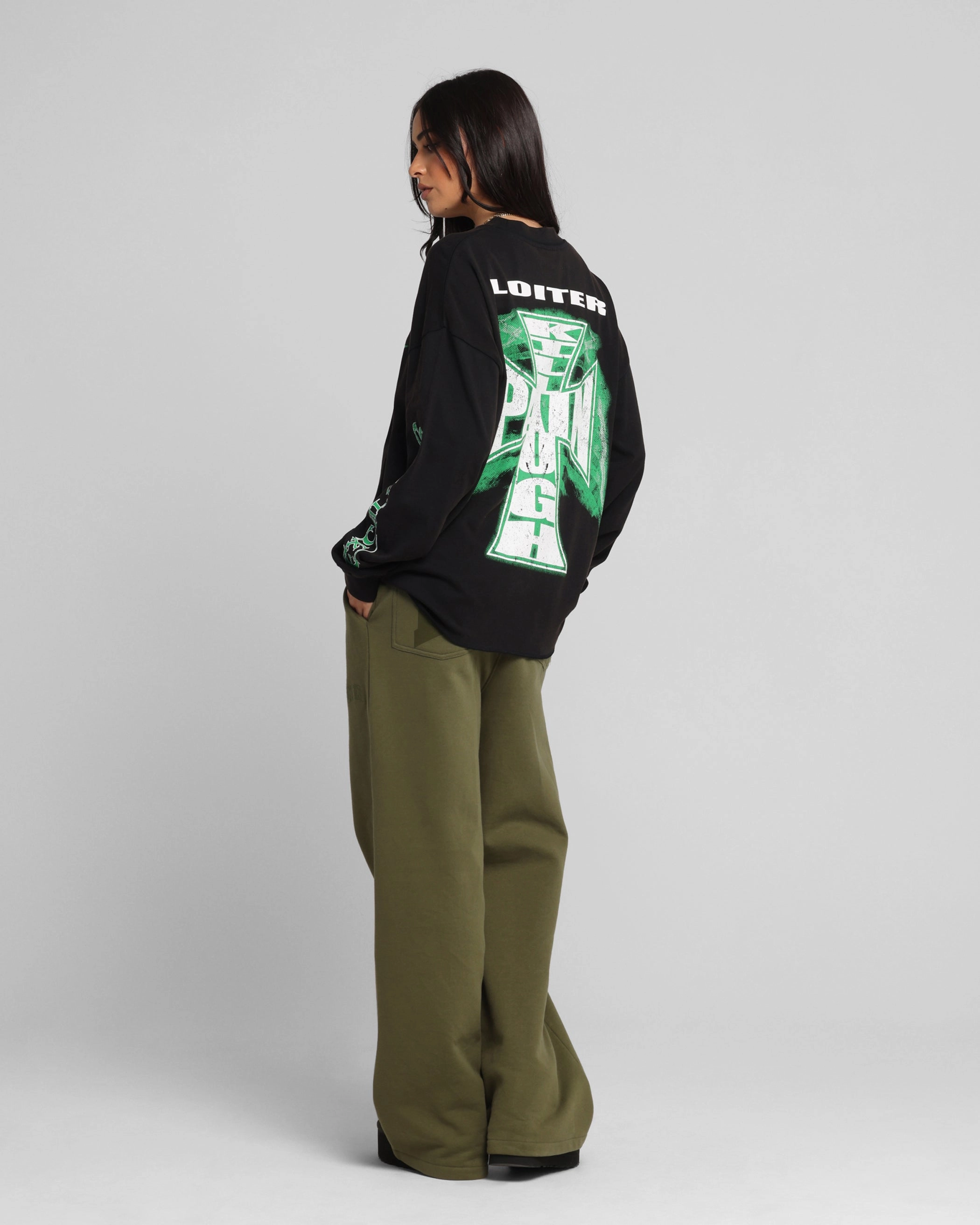 Loiter Liberty Long Sleeve T-Shirt Vintage Black MoistureWickingMaterial