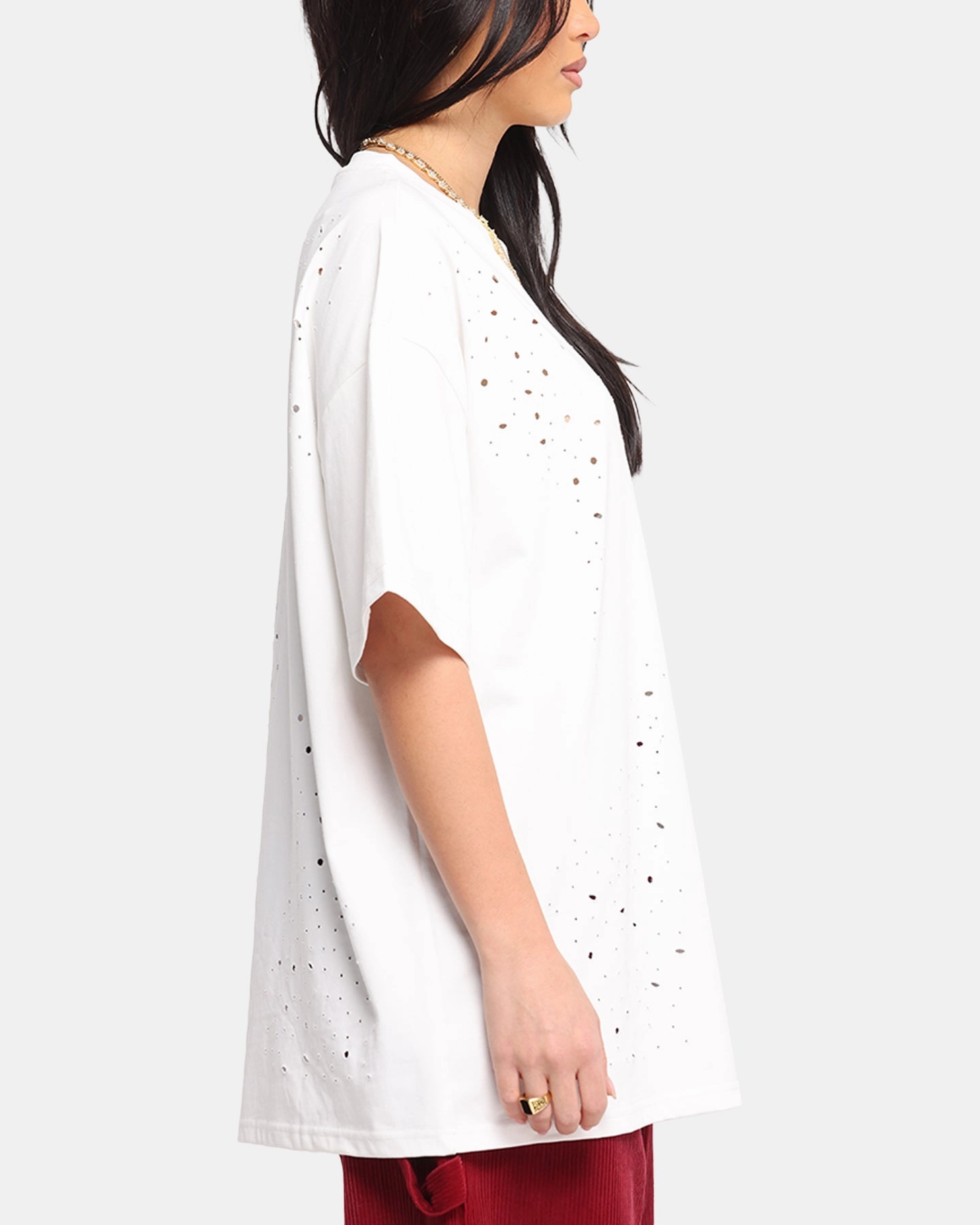 XXIII Distressed T-Shirt White Cozy Wear