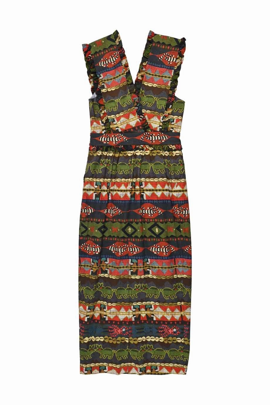 [WW32828] Stella Jean | Midi Dress Neutral Layer