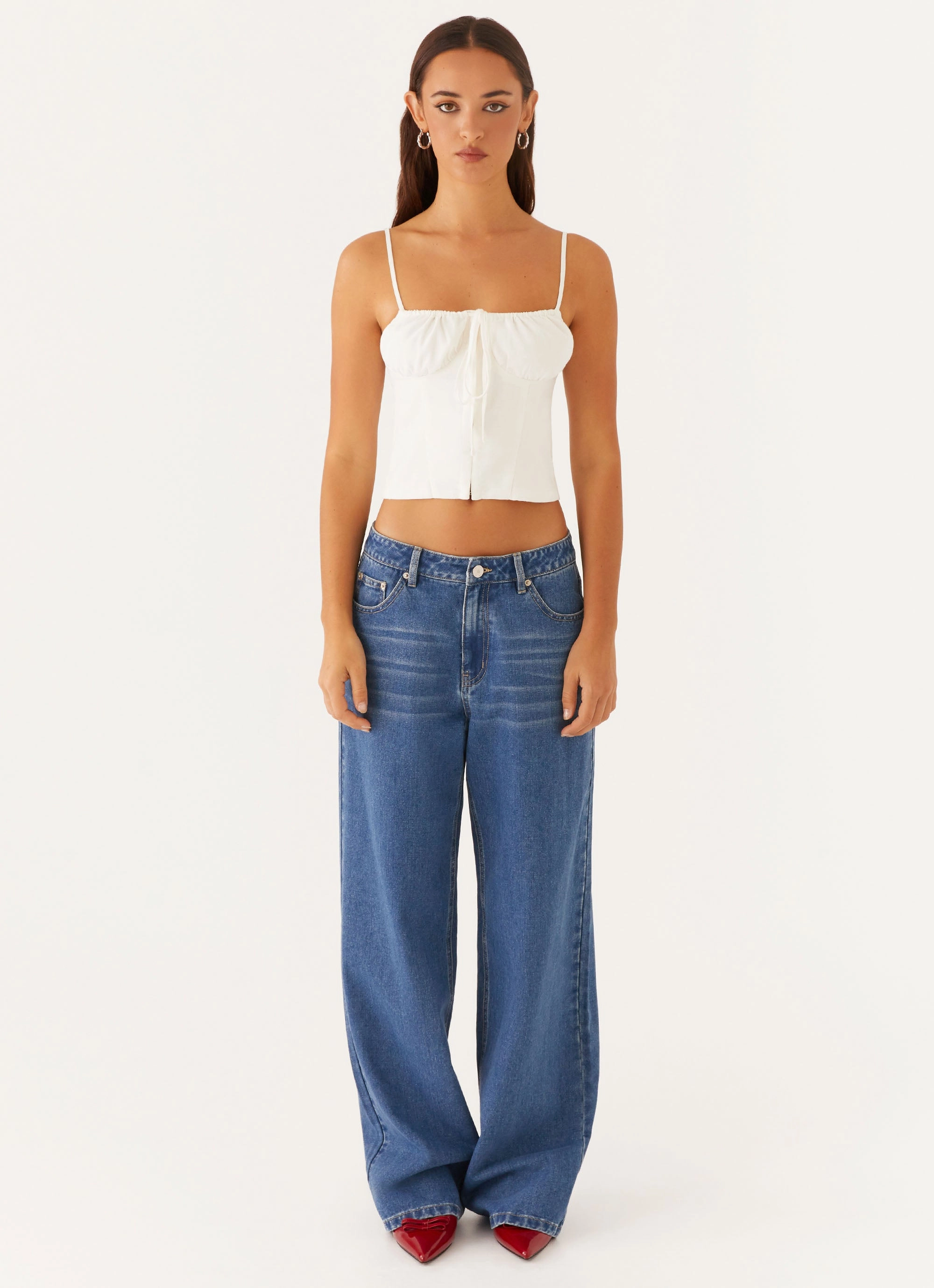 Flexible Waistband Everly Top - White