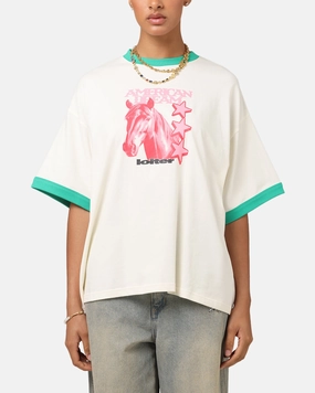 Loiter Western Front Ringer T-Shirt White/Green ZeroWasteProduction Office Look