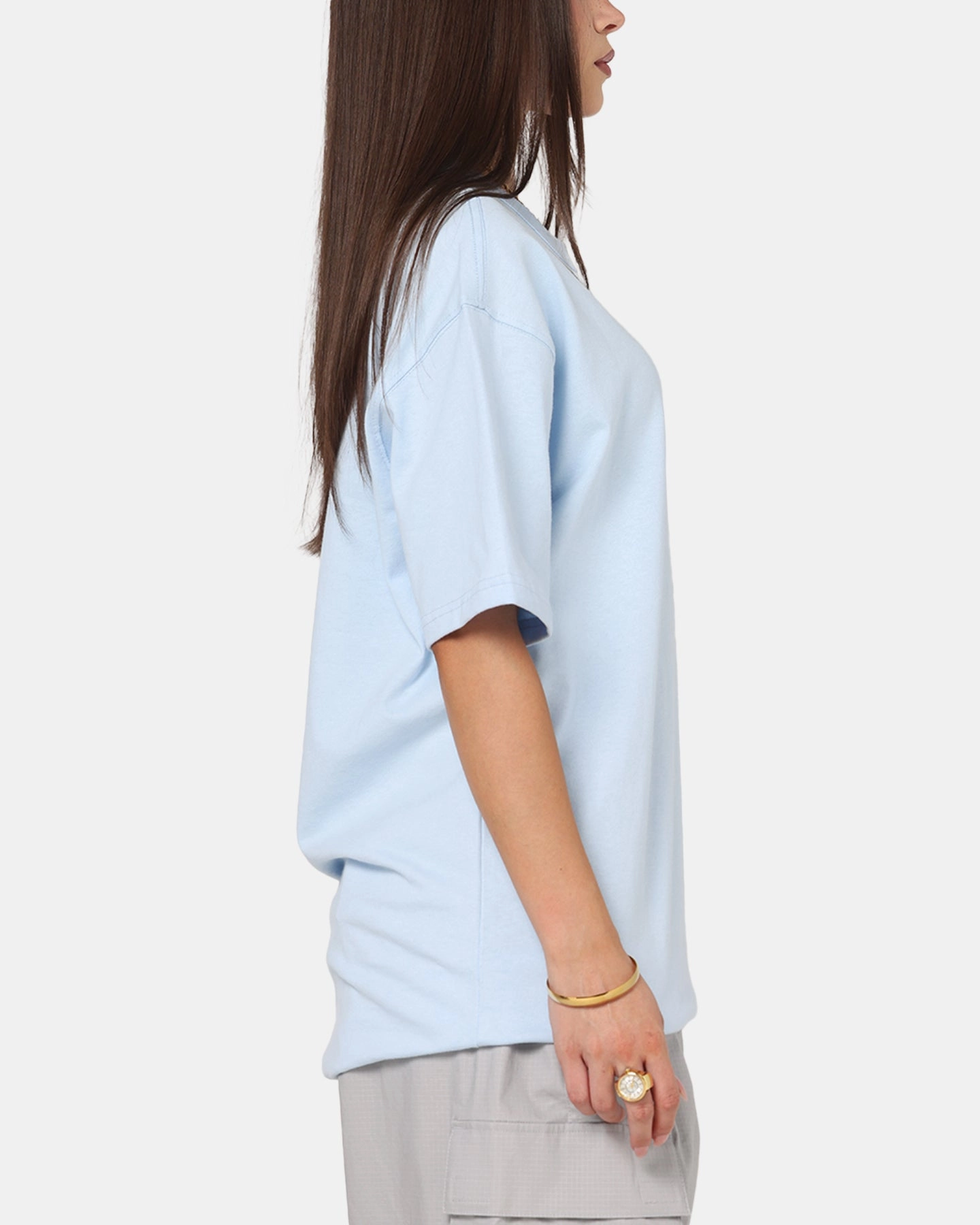 Nike Sportswear Premium Essentials T-Shirt Celestine Blue DoubleLayered Neckline