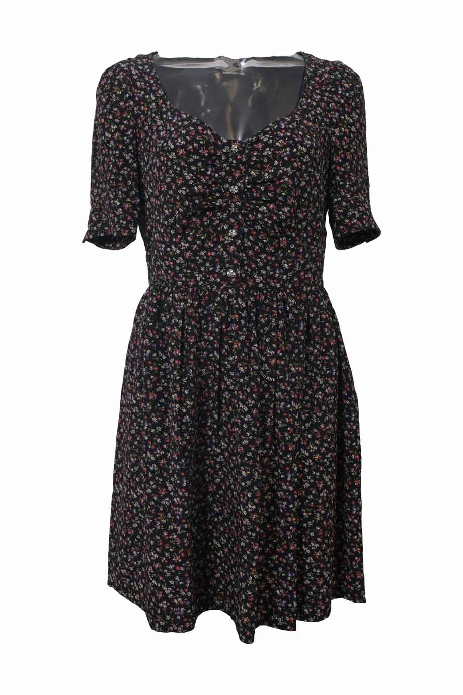 [WW42844] Miu Miu | Mini Dress Velvet-Edge Soft Motion