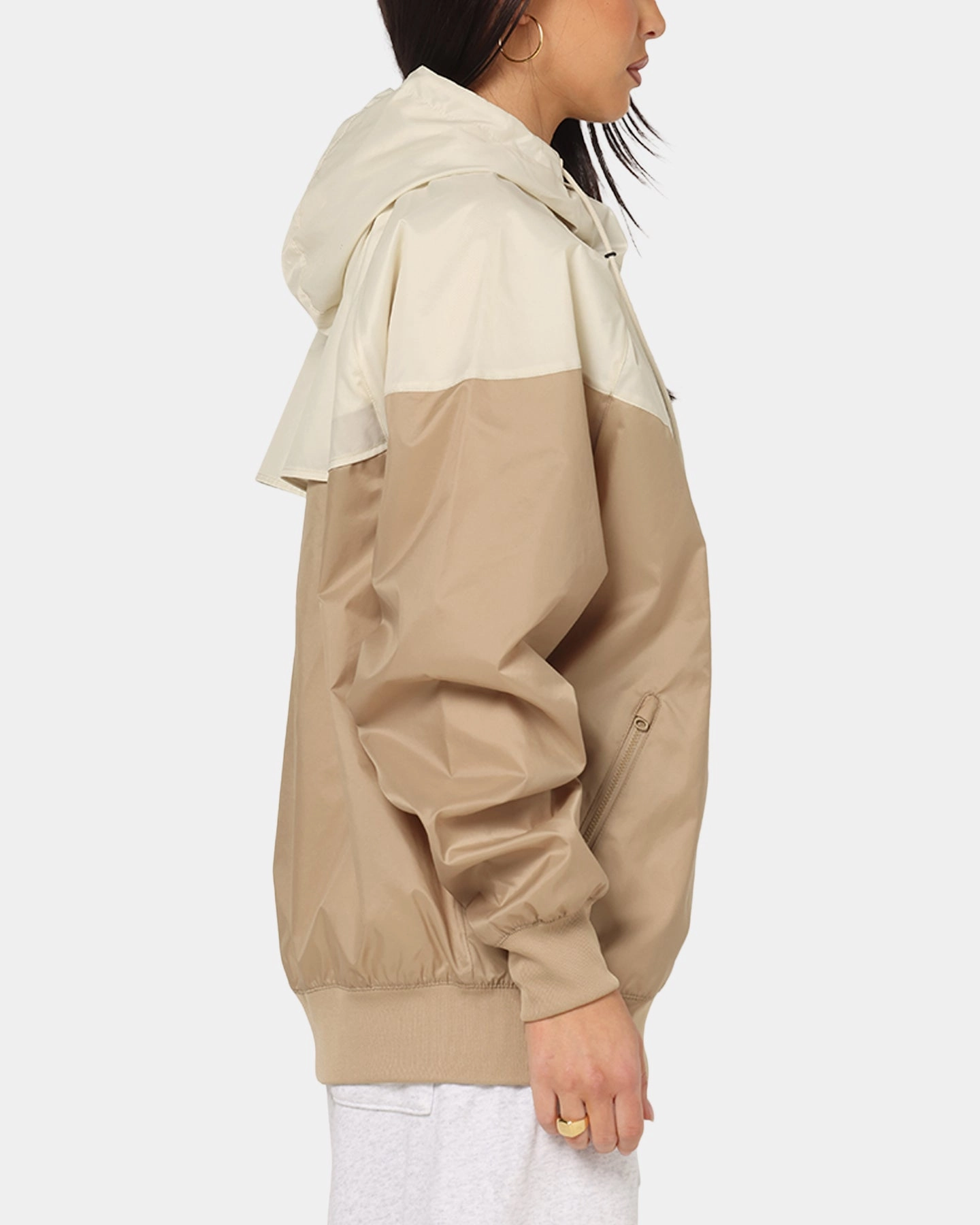 Loose cut Weighted Hem Nike Sportswear Woven Windrunner Jacket Beige/Khaki