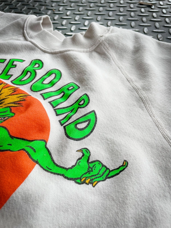 Skateboard Instructor Short Sleeve Sweatshirt Convertible Neckline ZipClosure