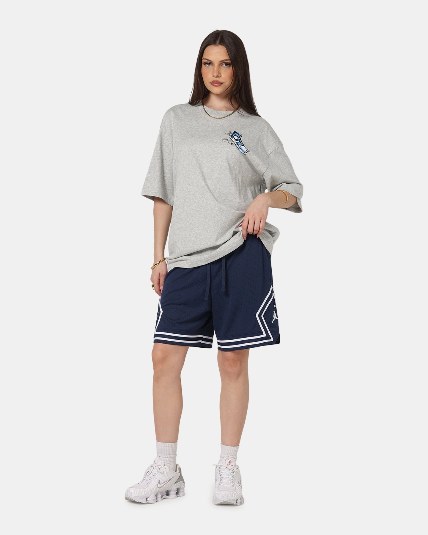 DurableBlend Jordan AJ1 North Carolina T-Shirt Grey Heather/White