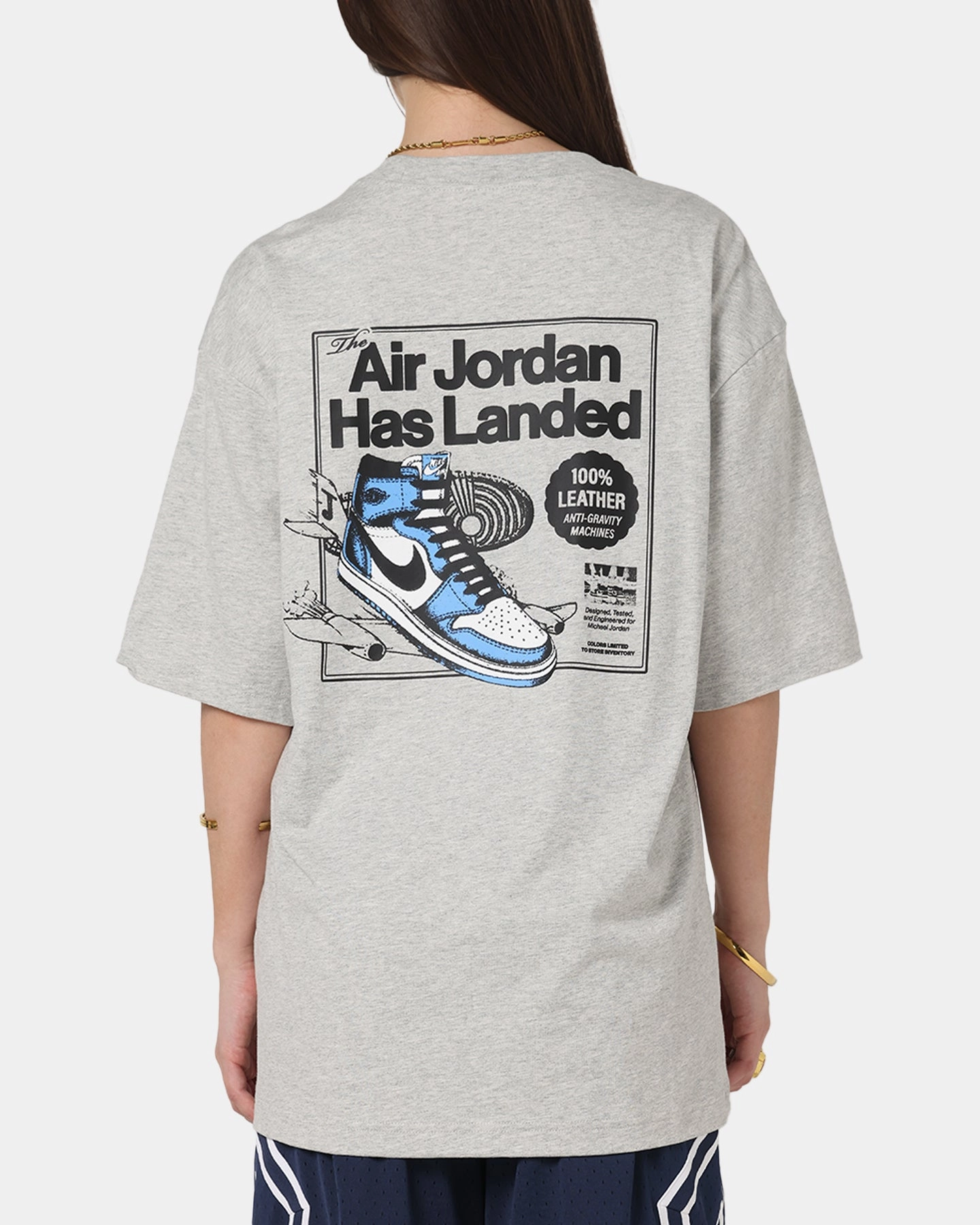 Fade Resistant Finish Ultra Soft Handfeel Jordan AJ1 North Carolina T-Shirt Grey Heather/White