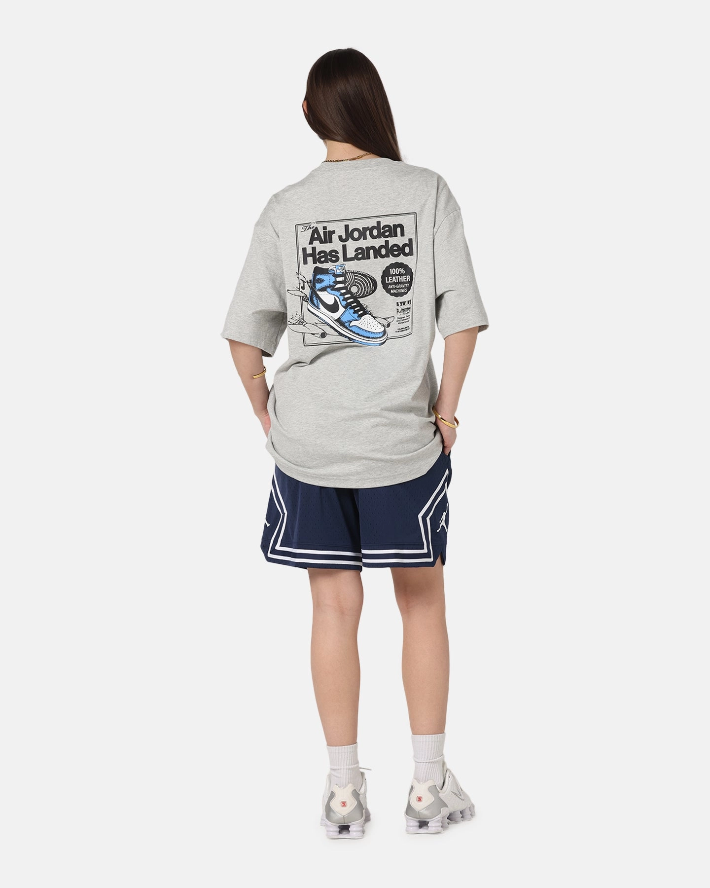 Durable Reinforced Elbows Hidden Storage Pocket Jordan AJ1 North Carolina T-Shirt Grey Heather/White