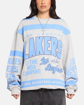 Mitchell & Ness Los Angeles Lakers Letterform Crewneck Grey Marle AntiStaticFabric Airflow Ventilation Zones