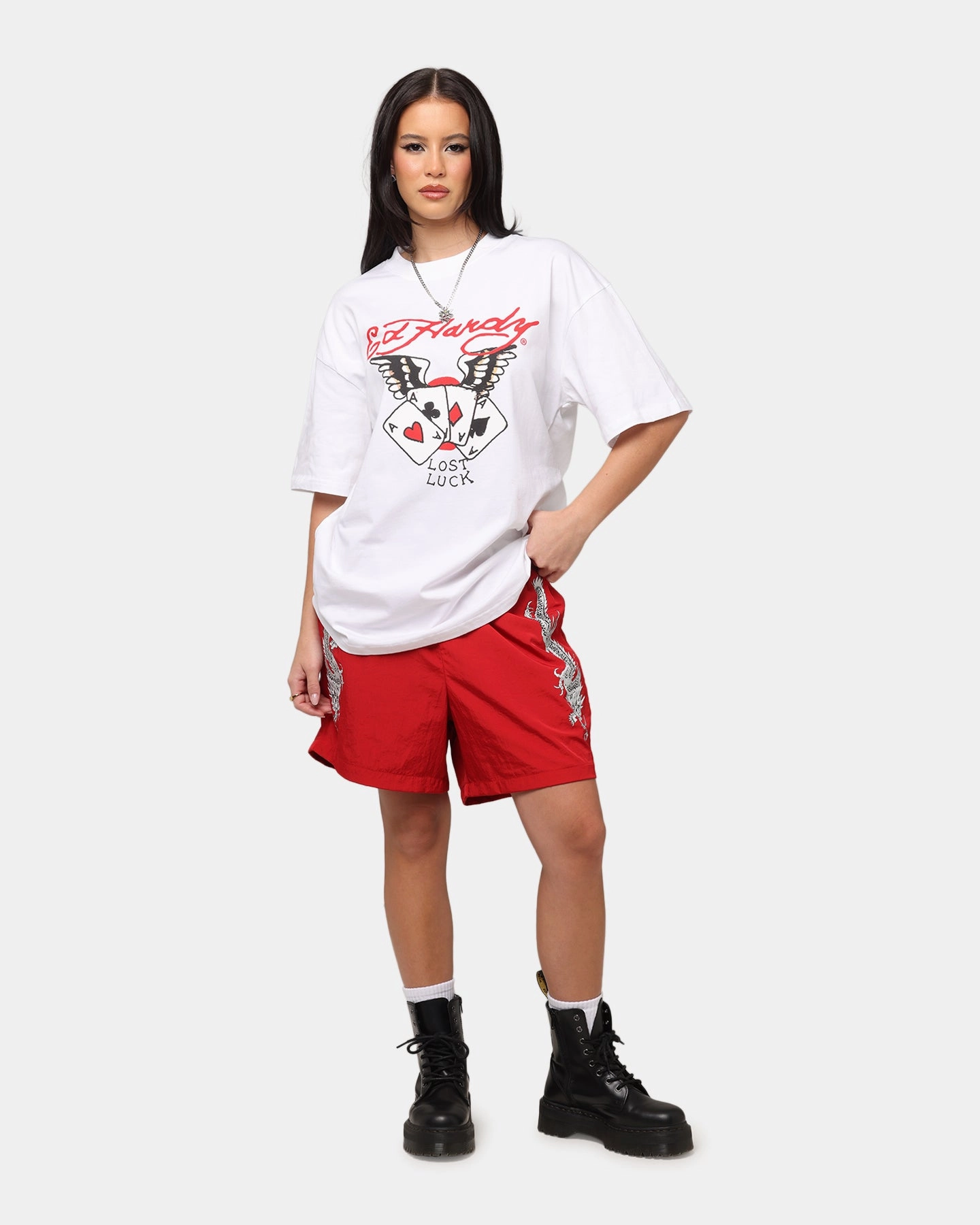 Ed Hardy Lost Luck T-Shirt White StretchKnit
