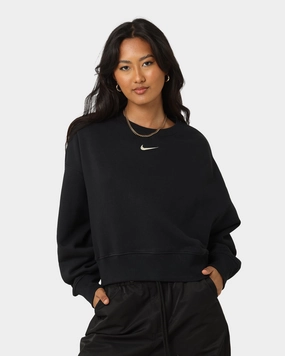Nike Women's Nike Sportswear Style Fleece Over-Oversized Crewneck Black/Sail Noise Reduced Zipper