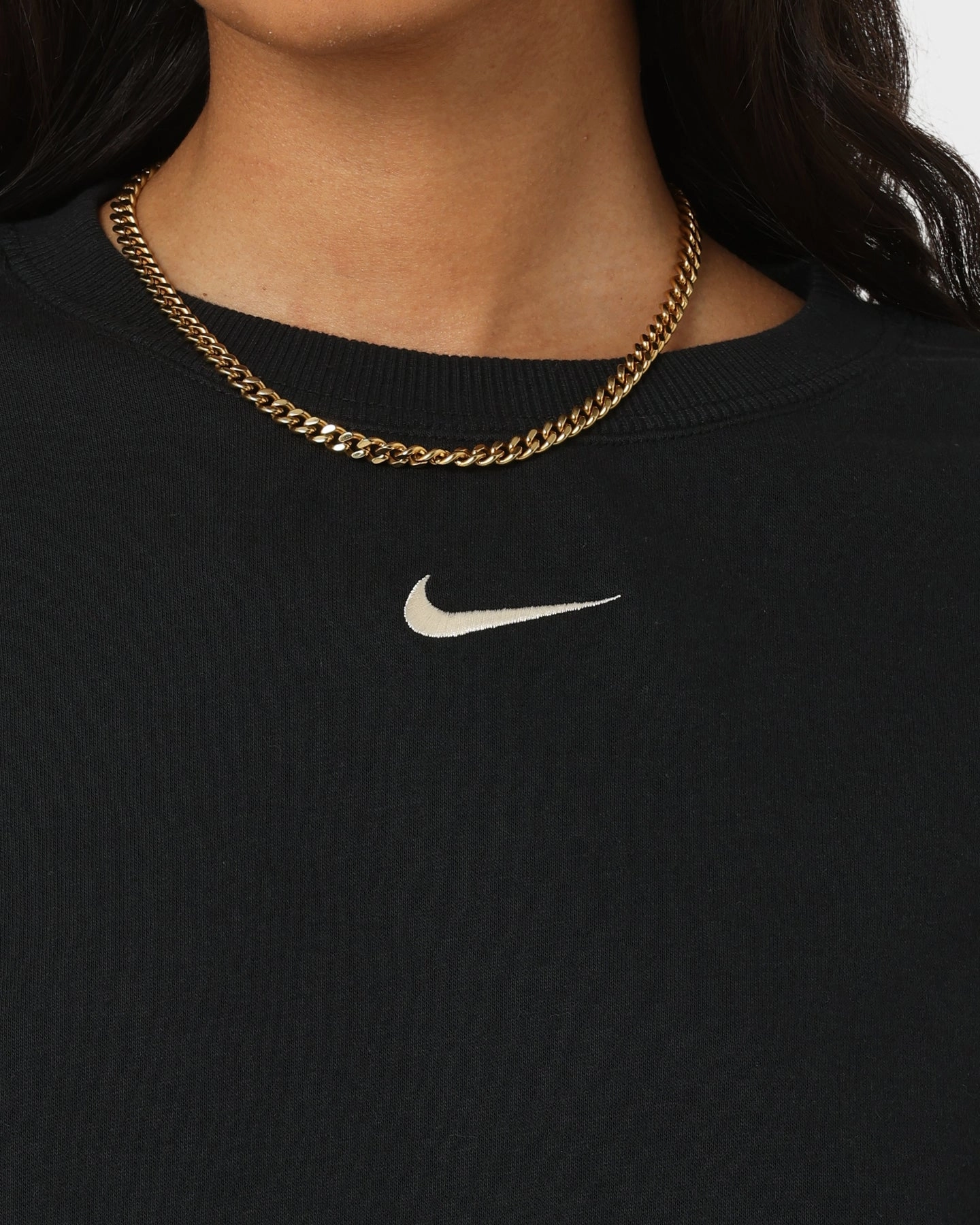Nike Women's Nike Sportswear Style Fleece Over-Oversized Crewneck Black/Sail Ribbed Hem Finish