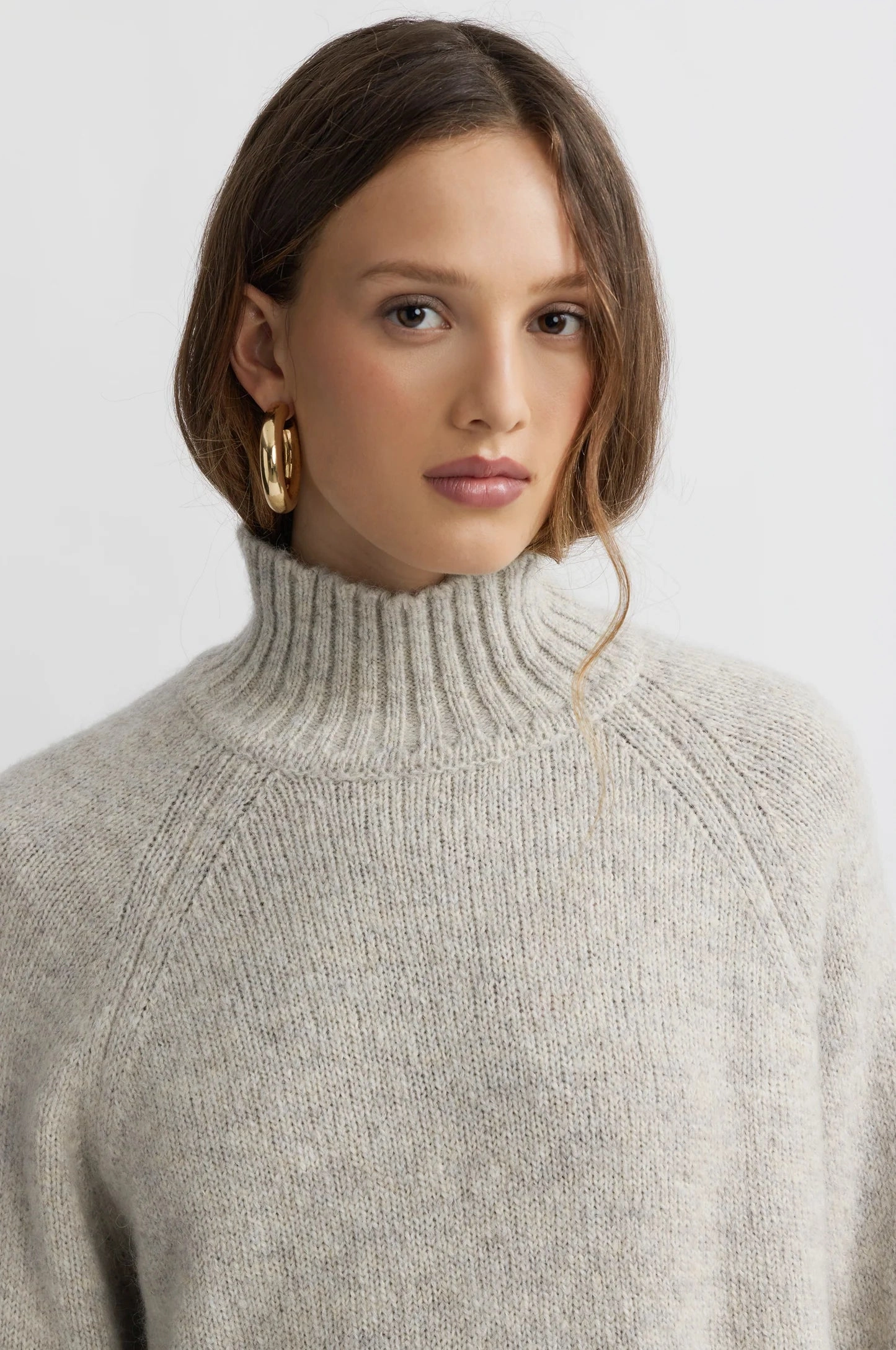 Wood Turtle Neck casual top Bound Seam Edges