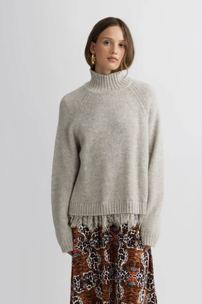 Ethically Sourced Yarn Airflow Weave Pattern Wood Turtle Neck