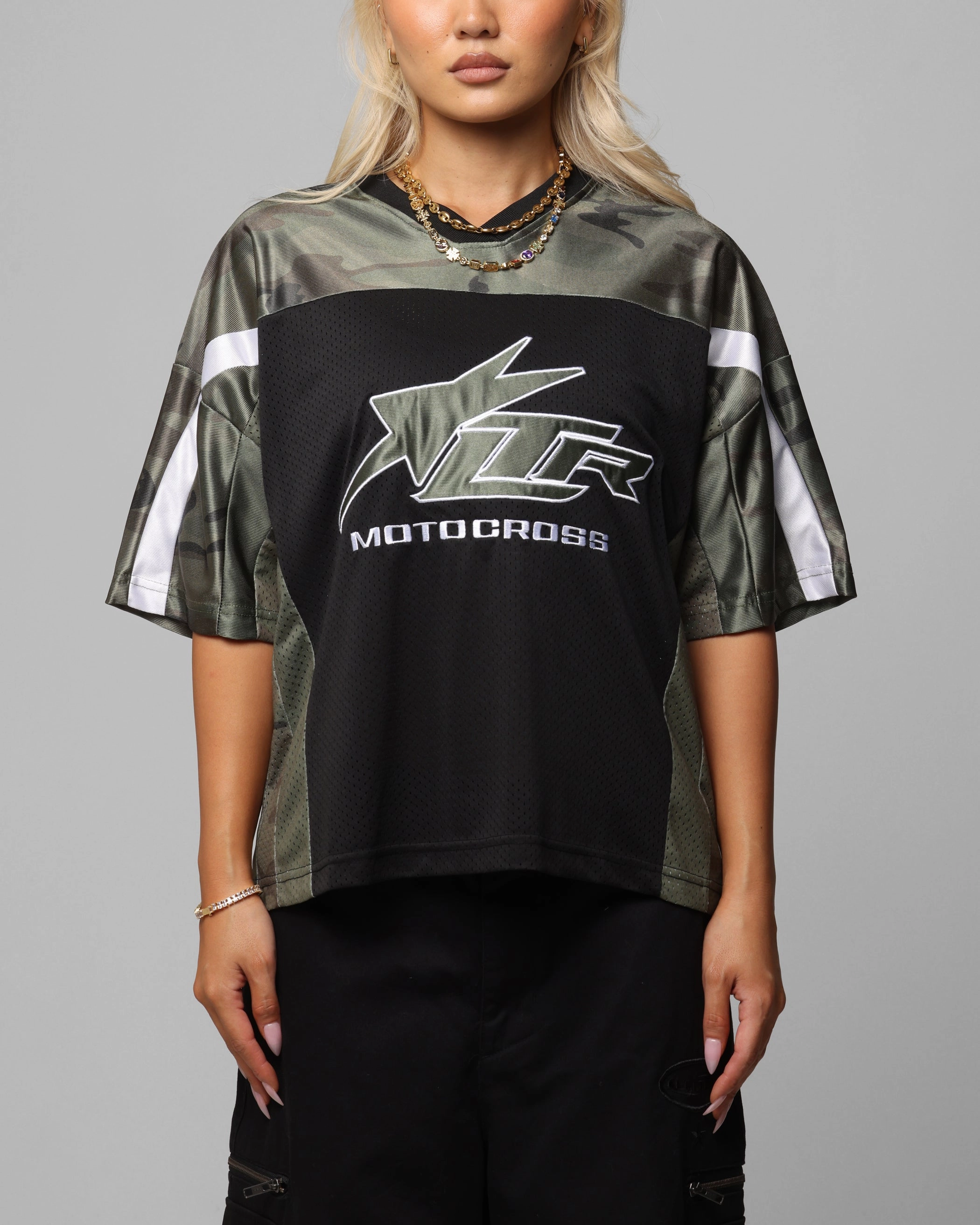 StretchMaterial Loiter End Zone Jersey Black/Camo