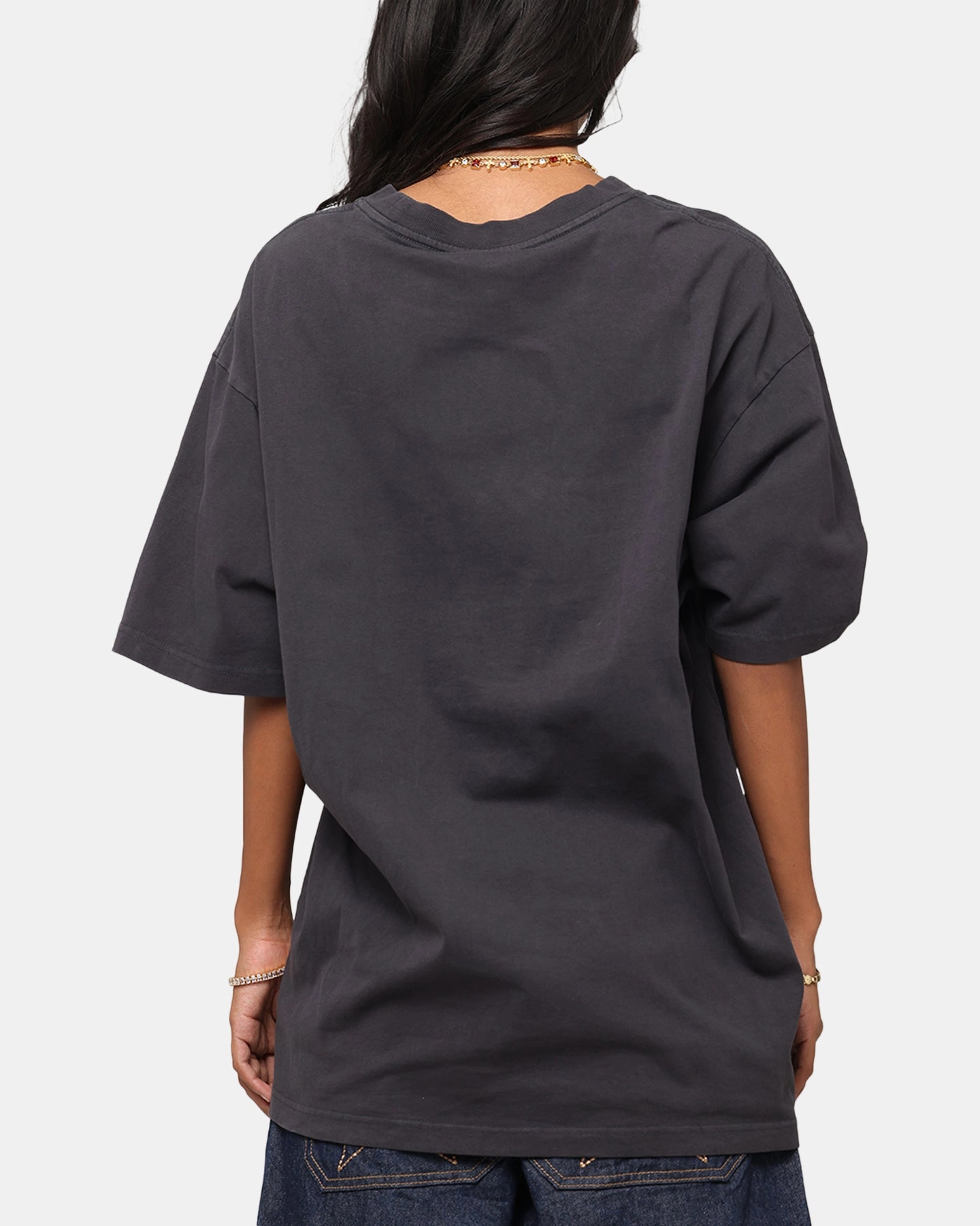 Flattering Drape Mitchell & Ness New York Jets Arch T-Shirt Faded Black