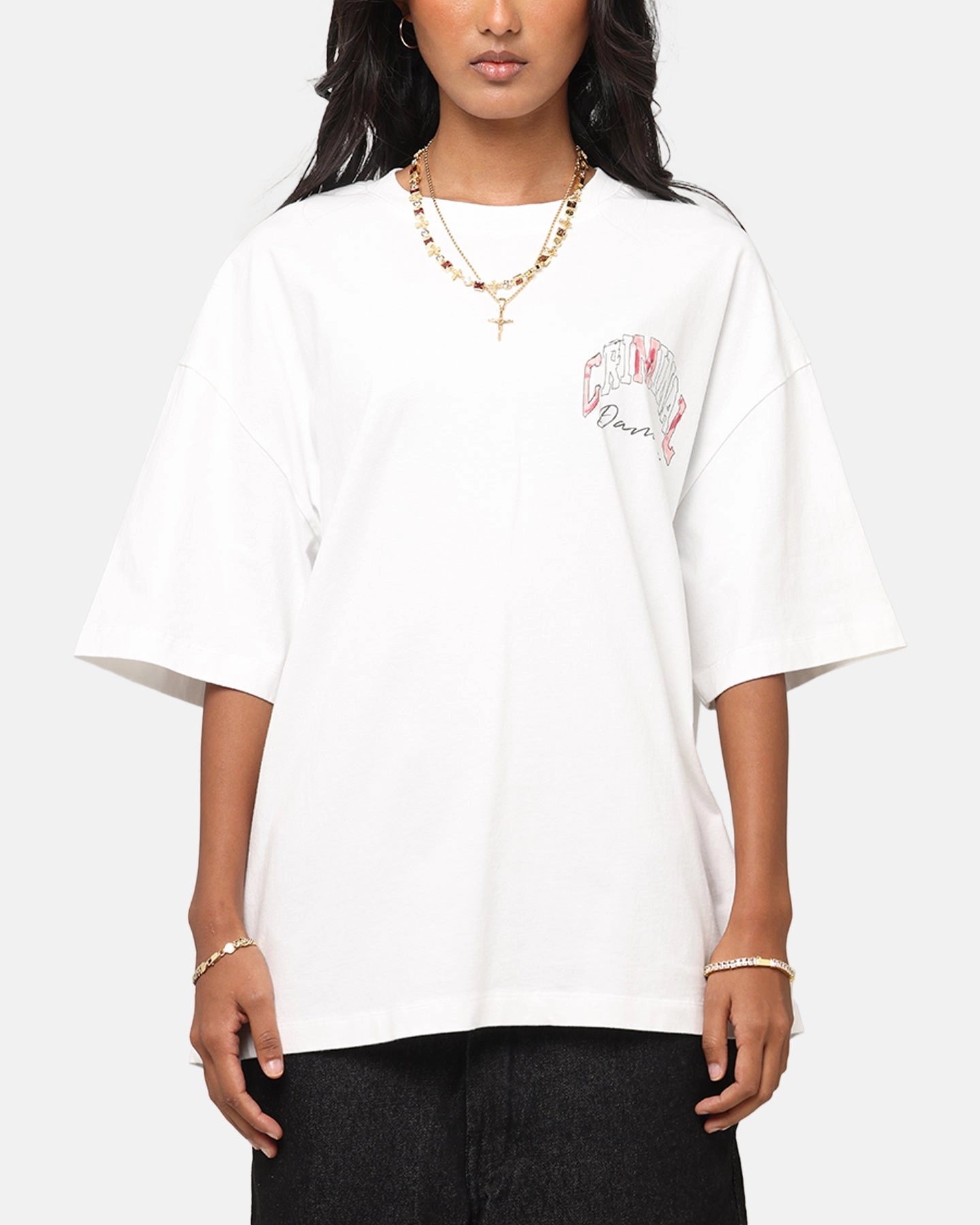 Criminal Damage Diamond Ring T-Shirt Off White Eco Friendly Material LightweightConstruction