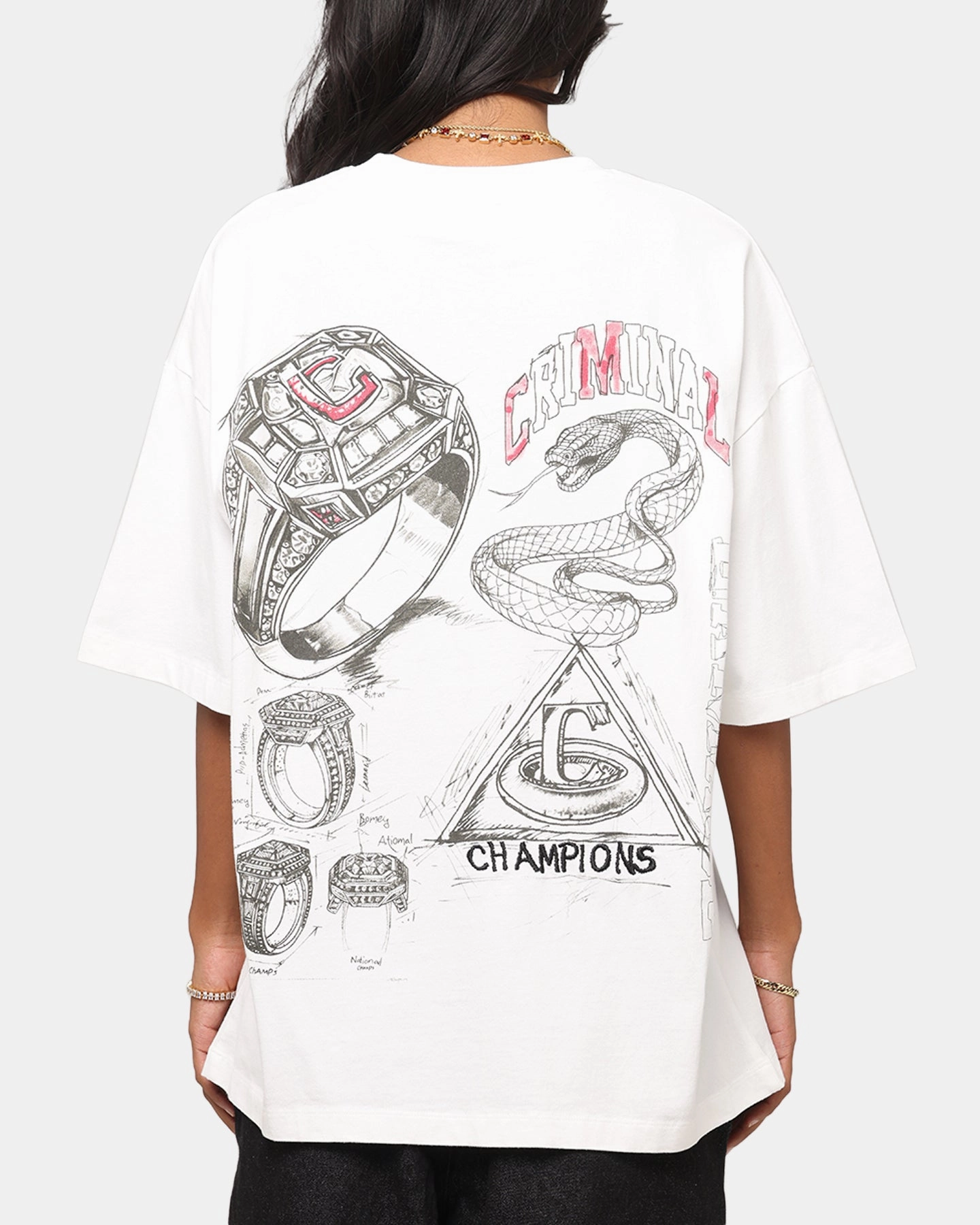 Bound Edges Criminal Damage Diamond Ring T-Shirt Off White