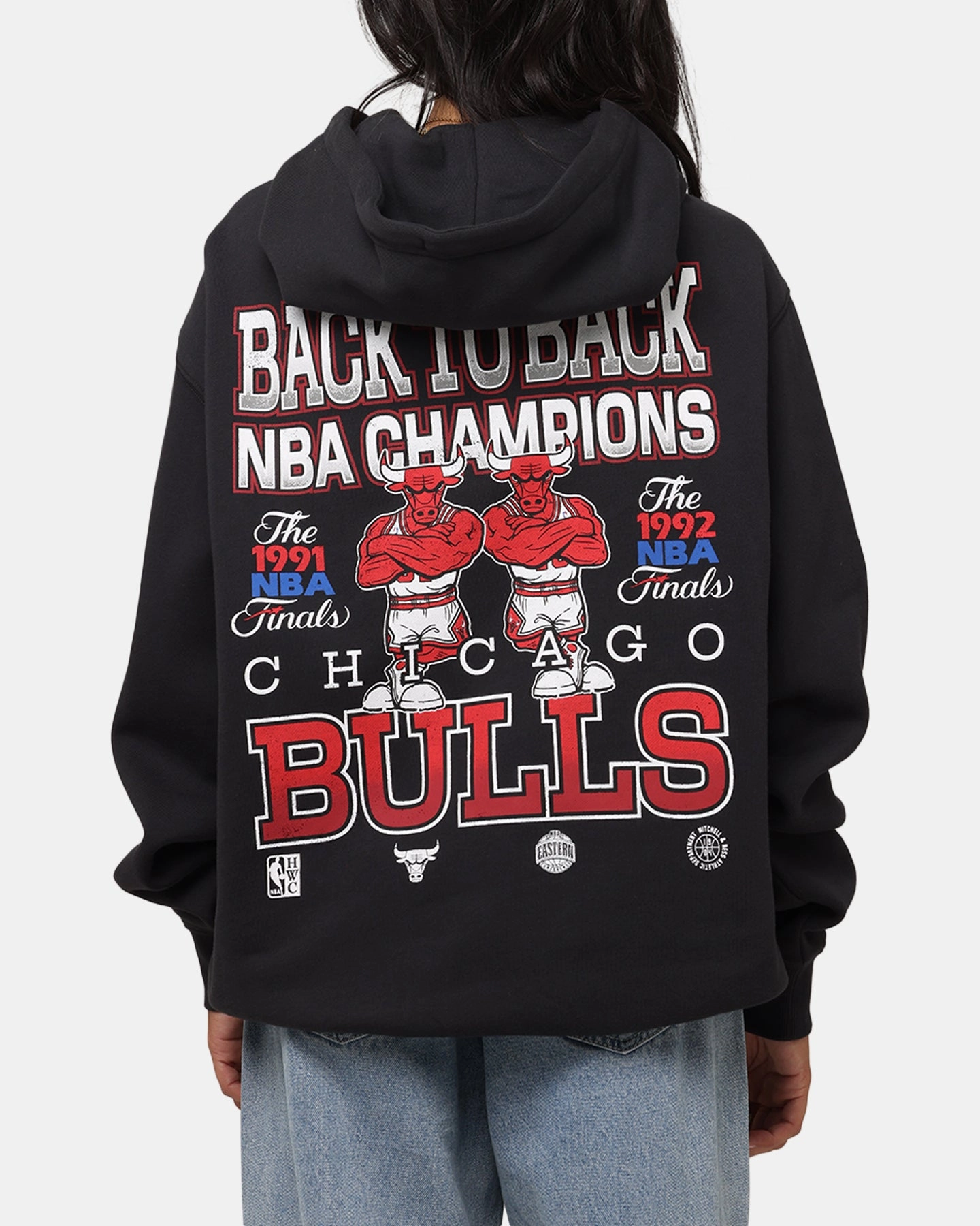 ConvertibleCollarSystem Mitchell & Ness Chicago Bulls Back To Back Hoodie Faded Black