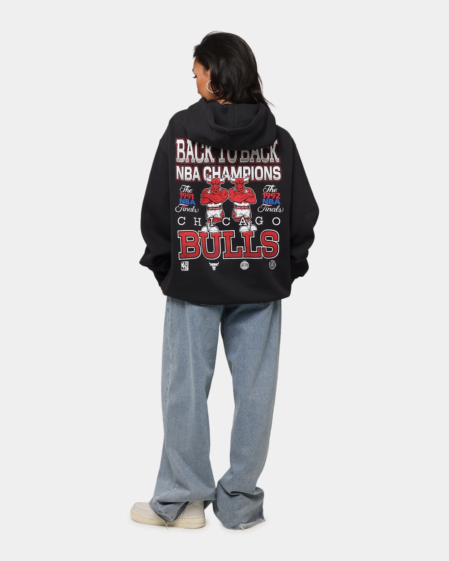 Mitchell & Ness Chicago Bulls Back To Back Hoodie Faded Black Abrasion Resistant Surface Hot Weather