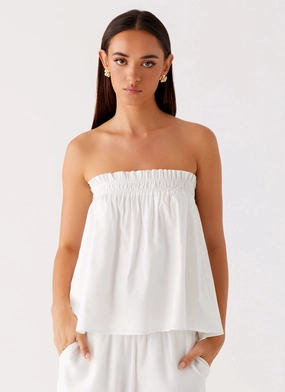 Wynter Babydoll Top - White Circular Knit