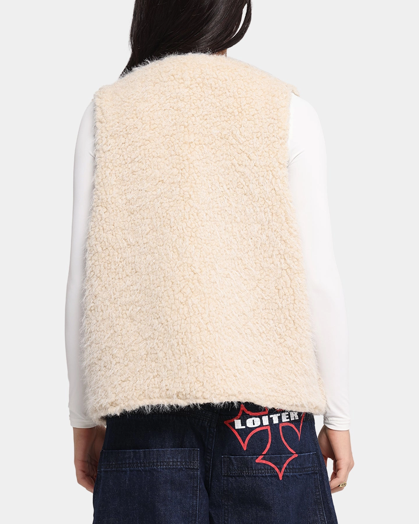 XXIII Fur Vest Cream TaglessNecklineComfort Abrasion Resistant Surface
