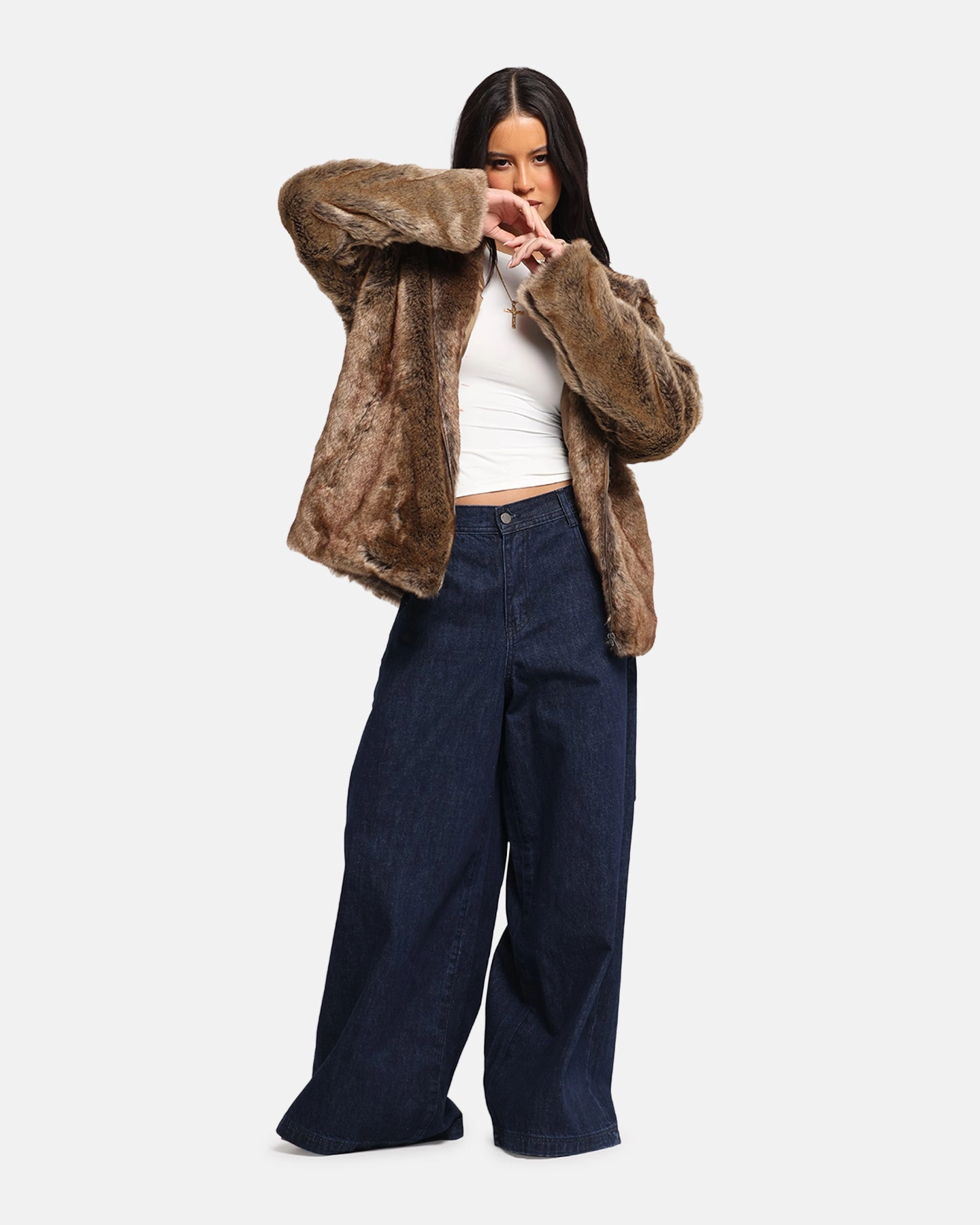 XXIII Into The Wild Fur Jacket Brown BoxySilhouette CroppedLength