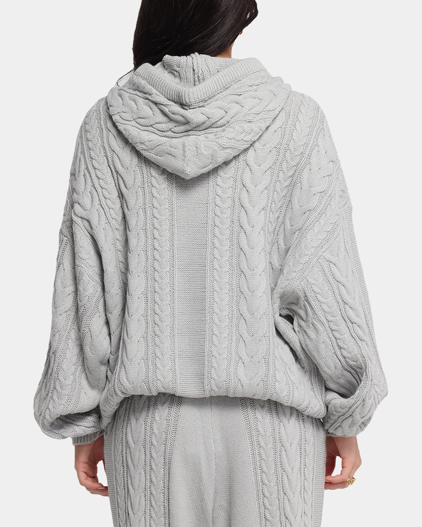 XXIII Lakes Knitted Hoodie Grey Interlock Weave Interlock Knit